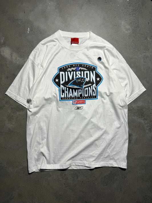 2003 Carolina Panthers Vintage White NFC South Division Champions Reebok NFL Tee - Deadstock (Large)