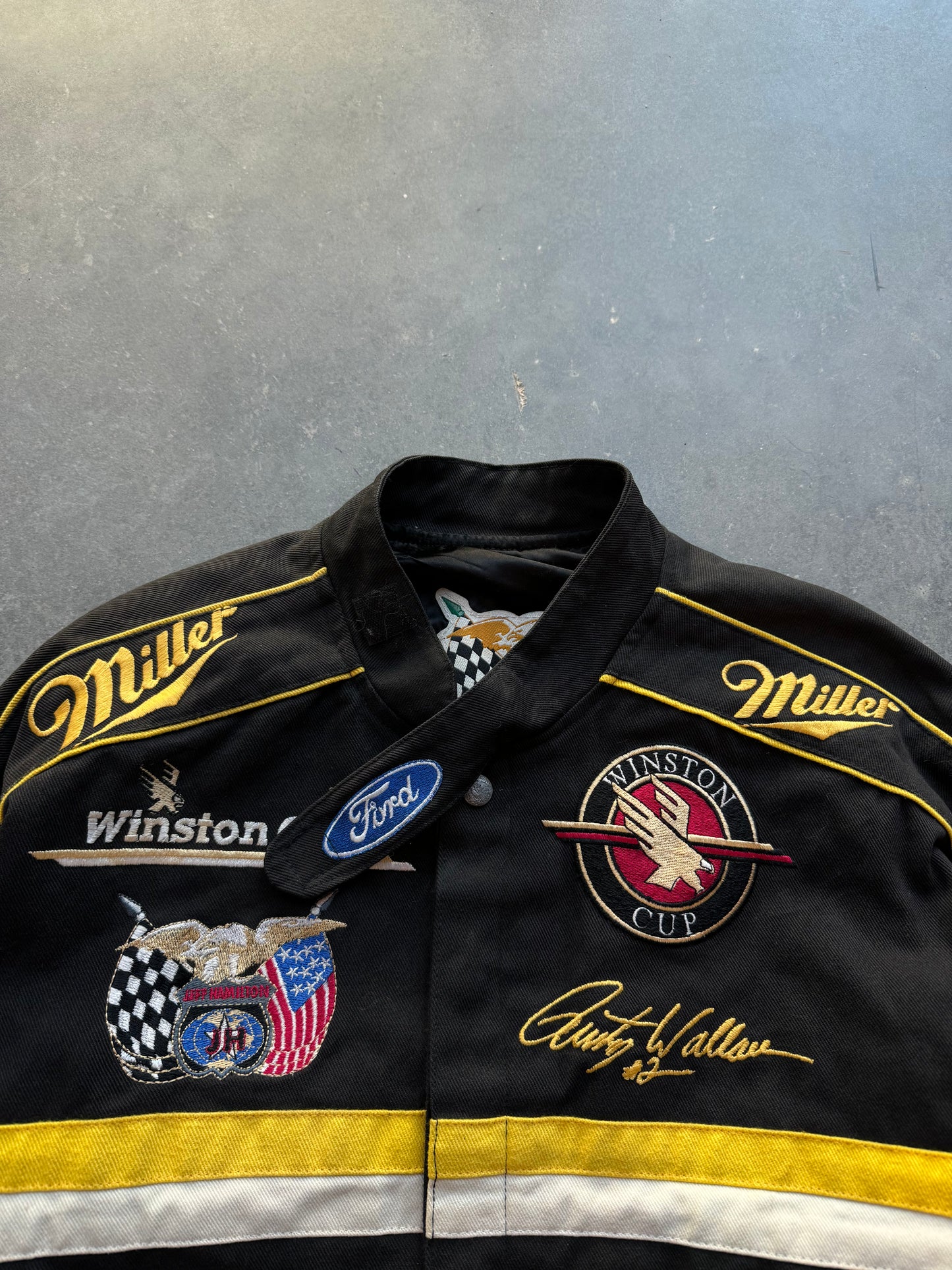 90’s Rusty Wallace Miller Genuine Draft Vintage Jeff Hamilton NASCAR Racing Jacket (Medium)