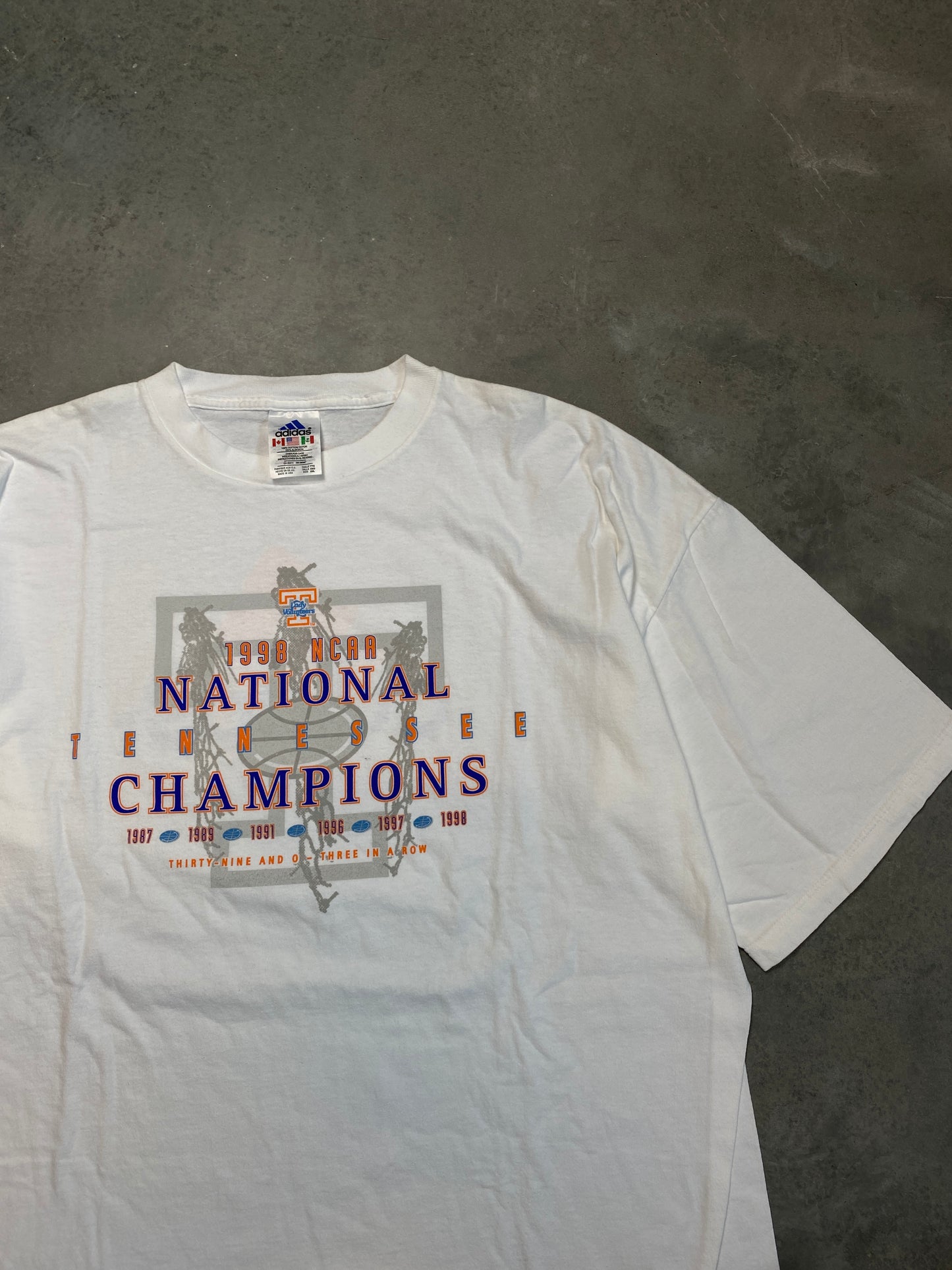 1998 University of Tennessee Lady Volunteers 3-Peat National Champions Adidas Deadstock Vintage Tee (2XL)