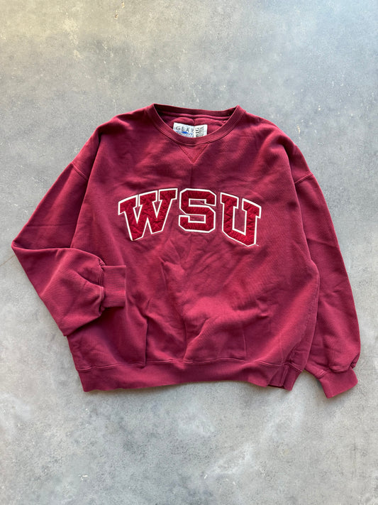 90’s Washington State University Cougars Vintage Embroidered Heavyweight College Crewneck (Large)