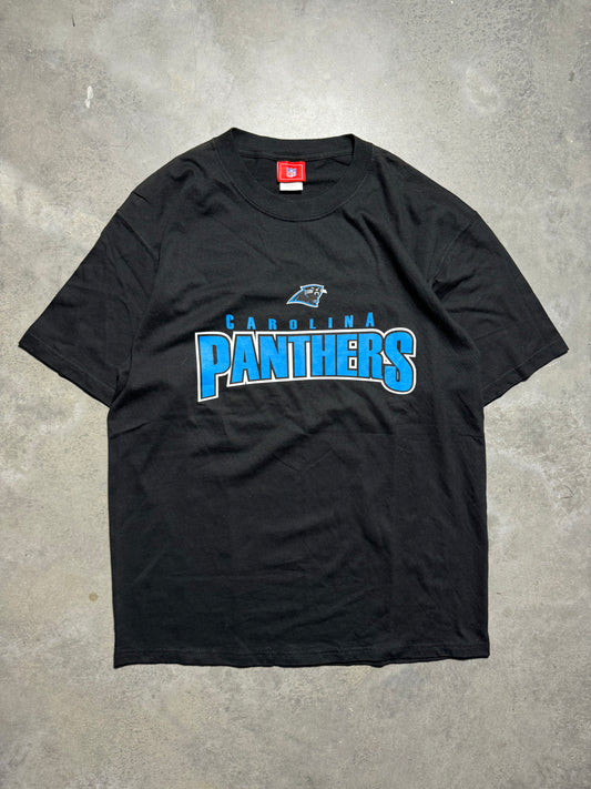 00’s Carolina Panthers Vintage Black Spellout NFL Tee (Large)