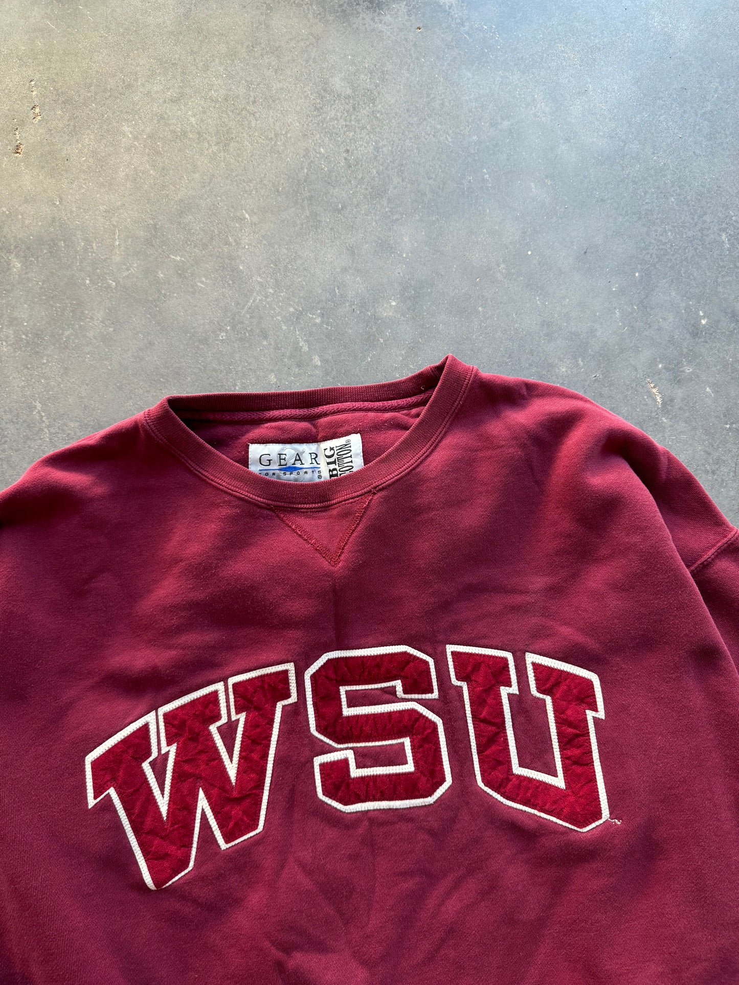 90’s Washington State University Cougars Vintage Embroidered Heavyweight College Crewneck (Large)