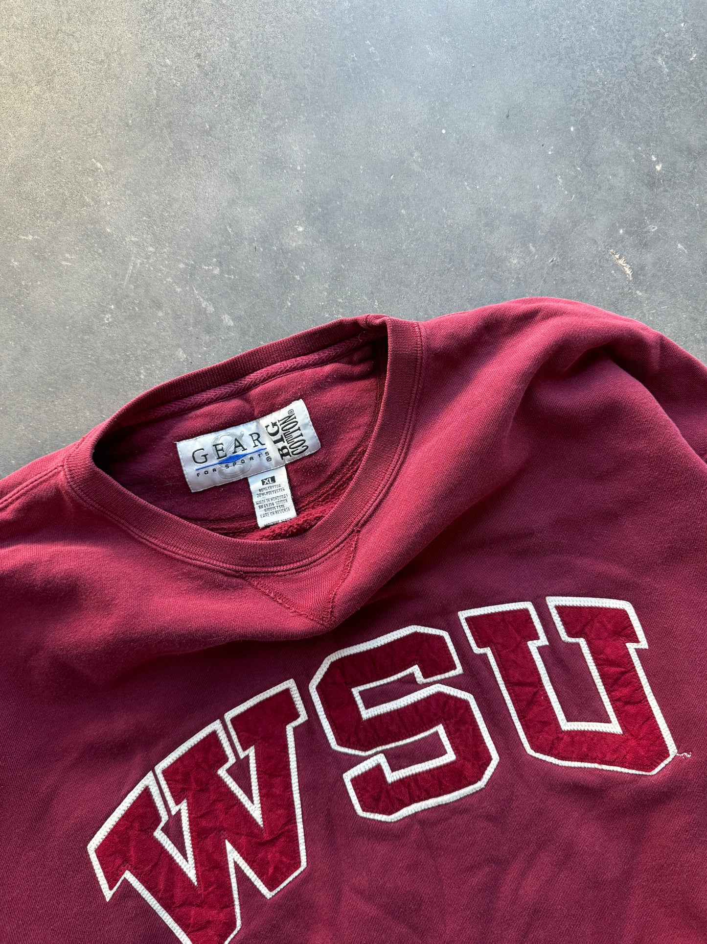 90’s Washington State University Cougars Vintage Embroidered Heavyweight College Crewneck (Large)