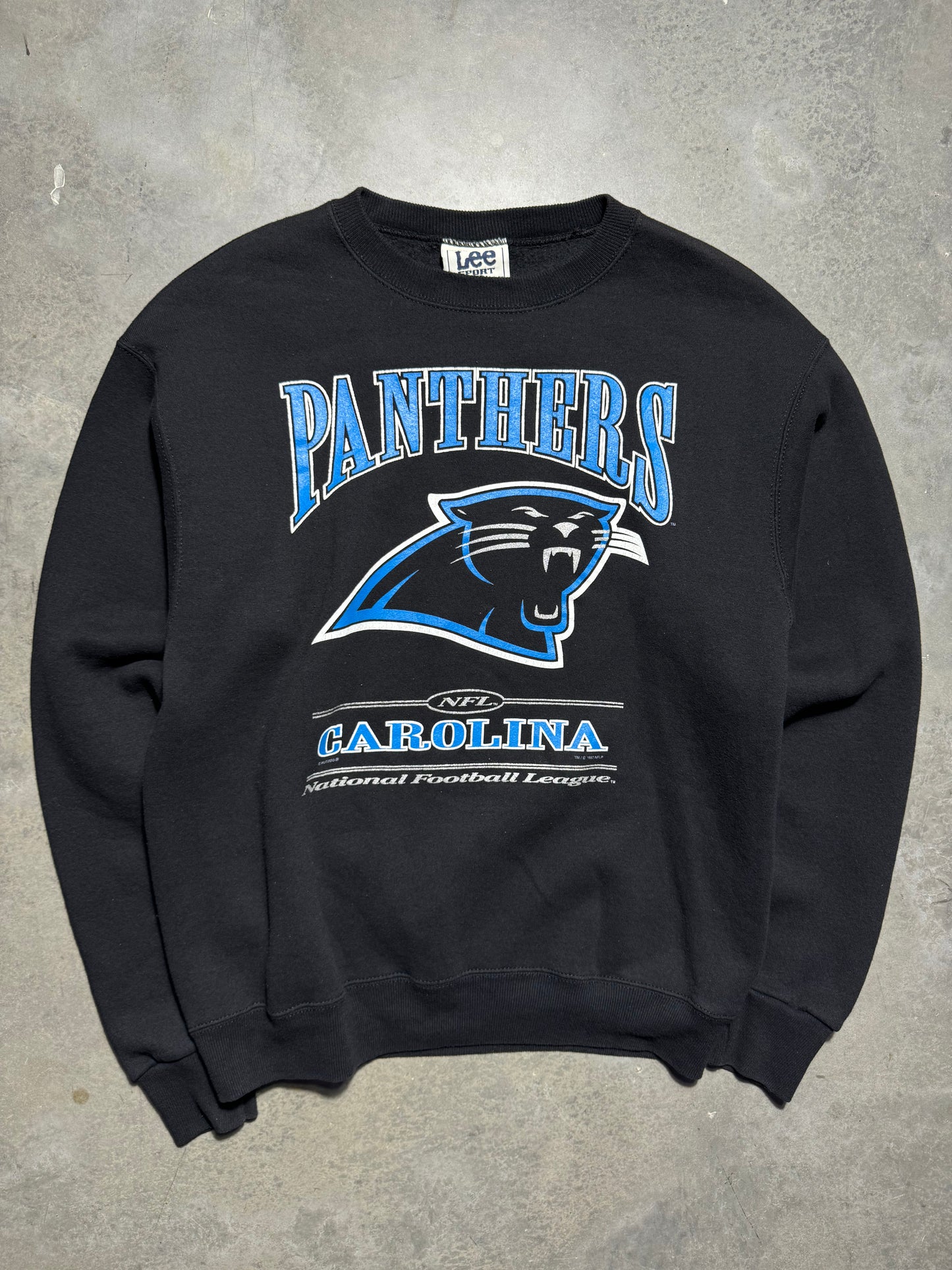 1997 Carolina Panthers Vintage Black Lee Sport Big Logo NFL Crewneck (XL)