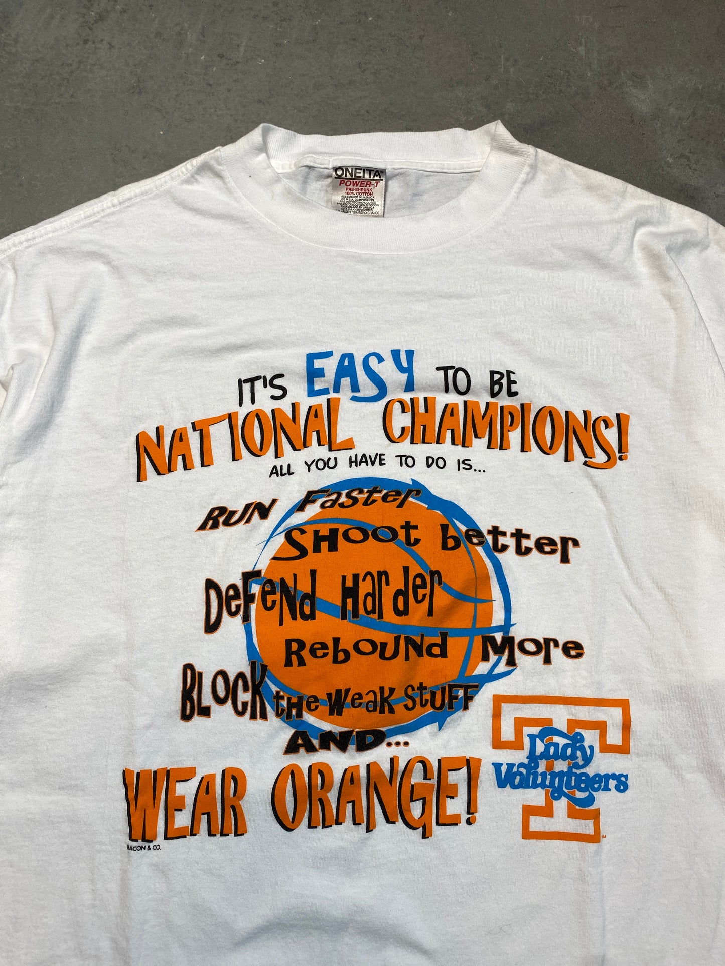 90’s University of Tennessee Lady Volunteers National Champions Instructions Vintage Tee (XXL)