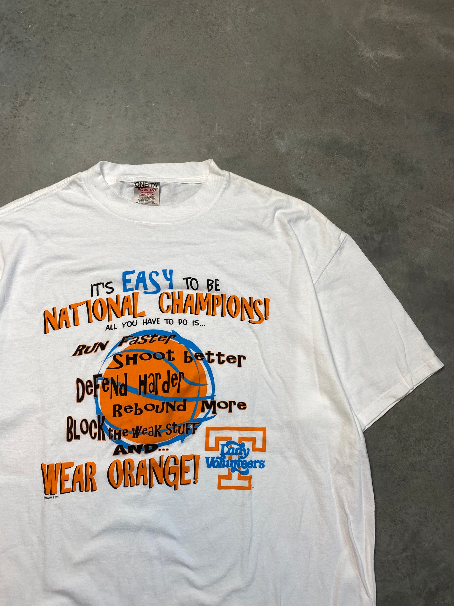 90’s University of Tennessee Lady Volunteers National Champions Instructions Vintage Tee (XXL)