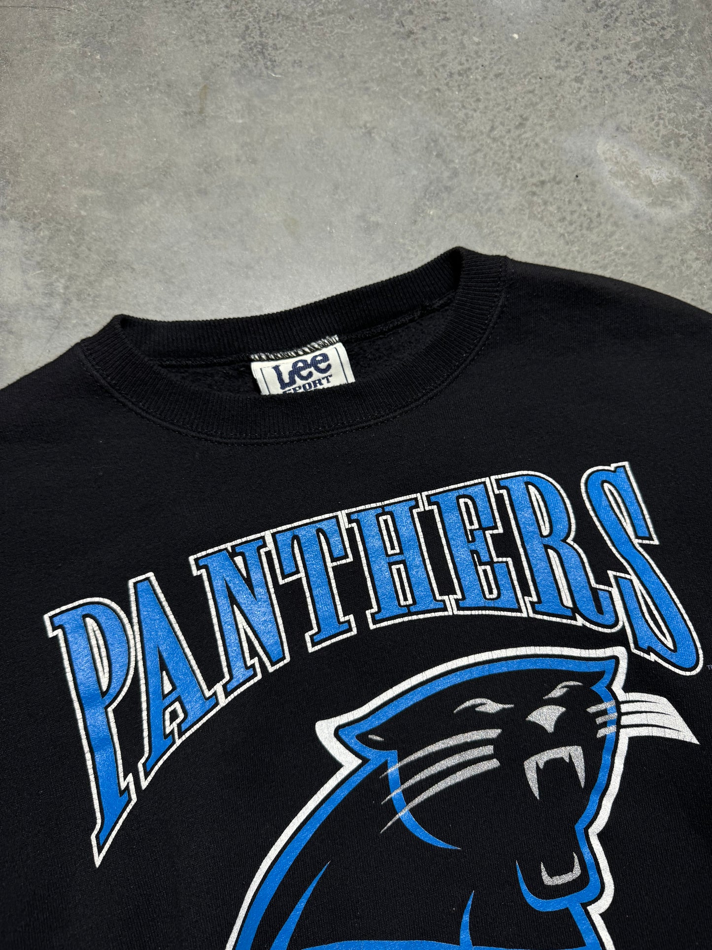 1997 Carolina Panthers Vintage Black Lee Sport Big Logo NFL Crewneck (XL)