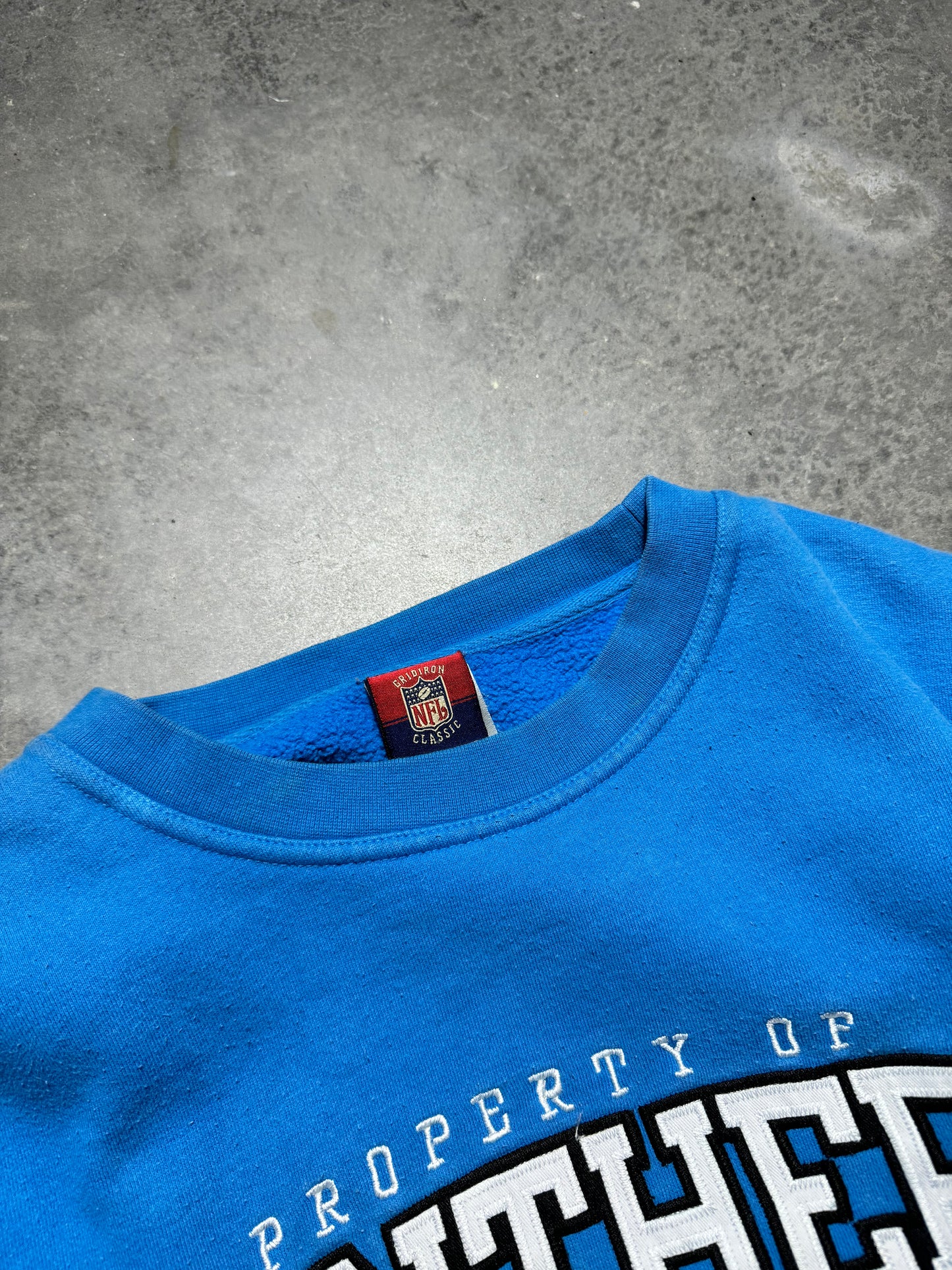 2003 Carolina Panthers Vintage Electric Blue Heavyweight Reebok Gridiron Classic NFL Crewneck (Large)