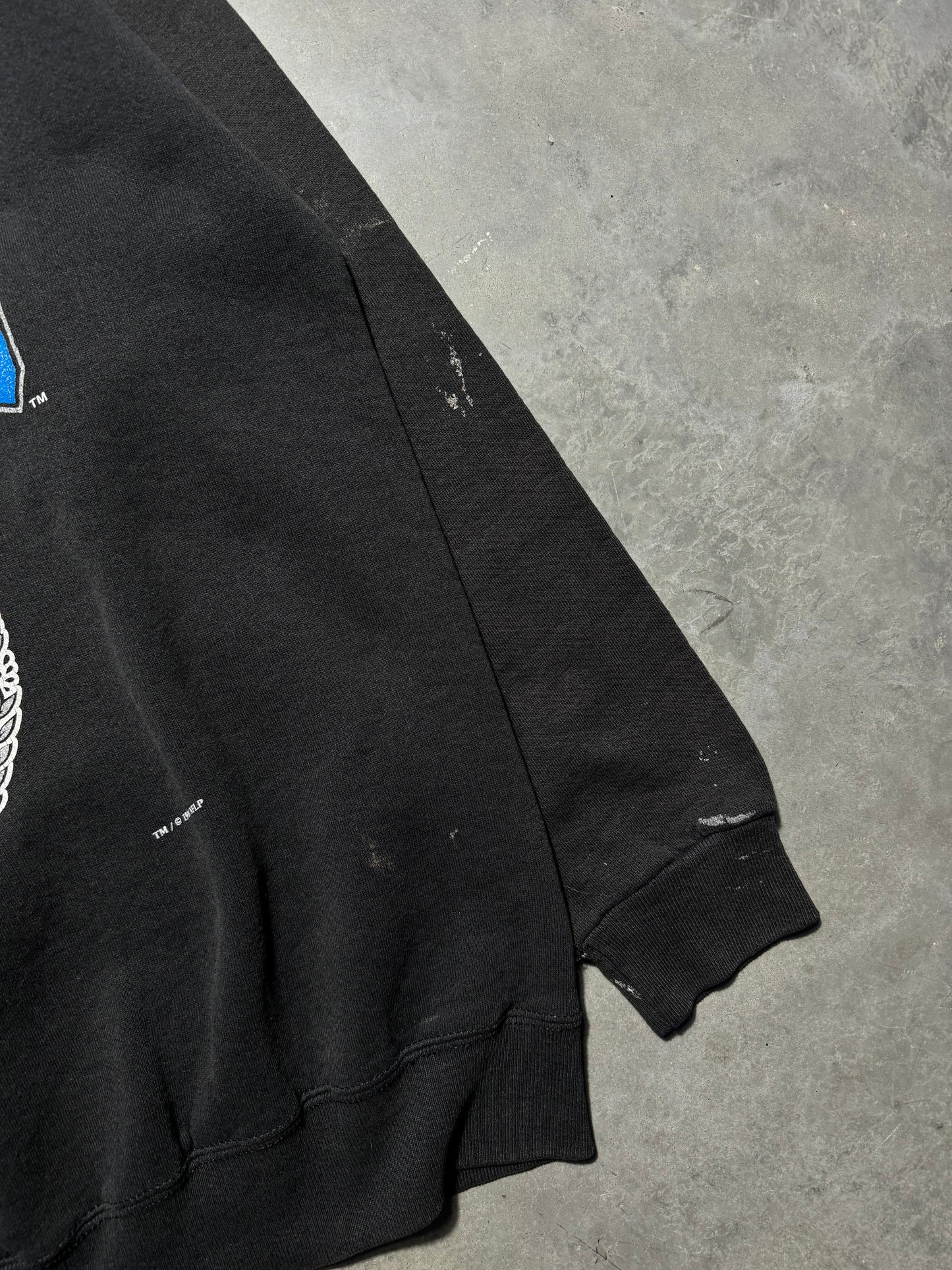 1994 Carolina Panthers Vintage Black Members Club Distressed Paint NFL Crewneck (XL)