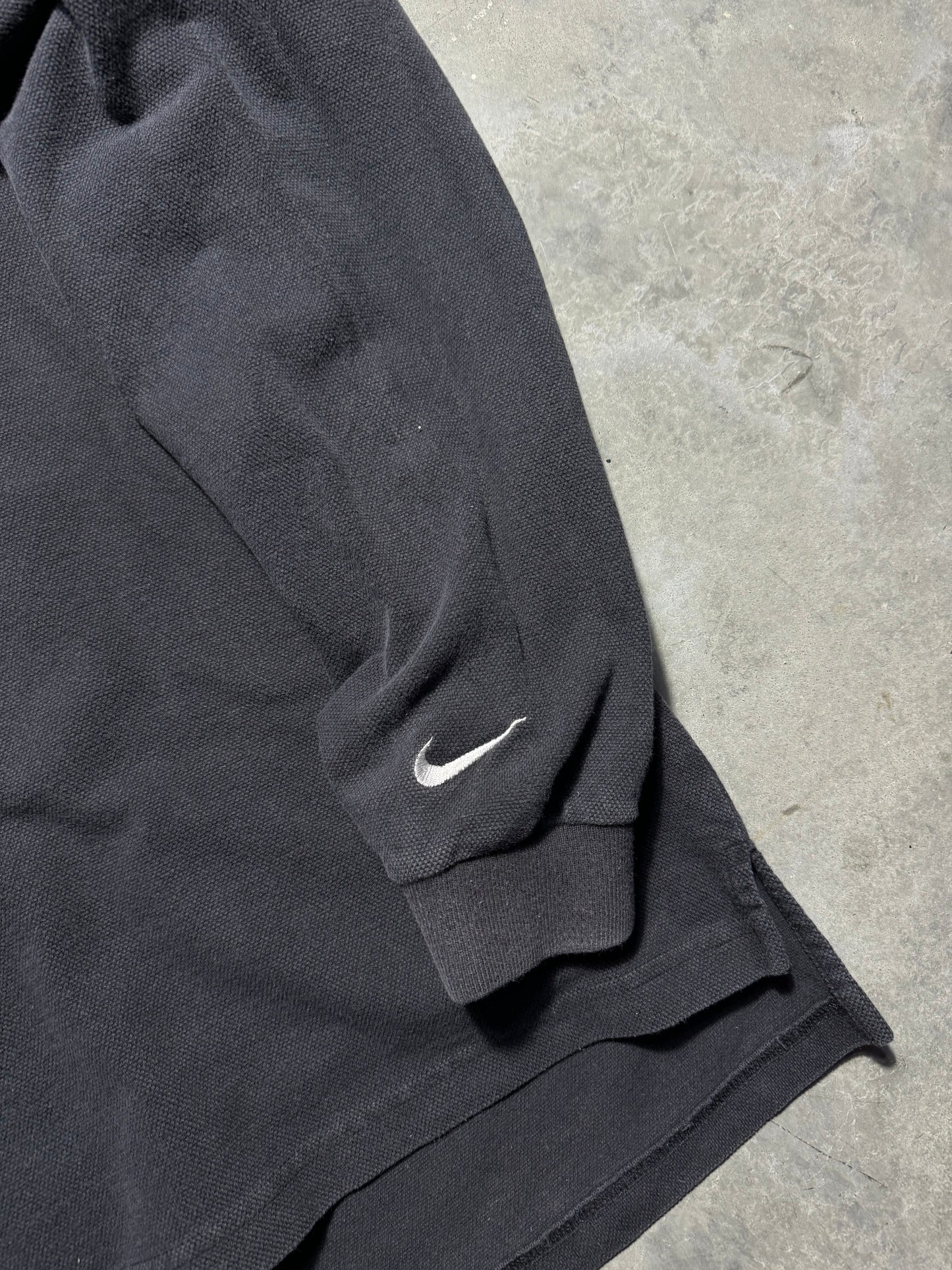 90’s Carolina Panthers Vintage Black Heavyweight Nike Longsleeve NFL Polo Collared Shirt (Large)