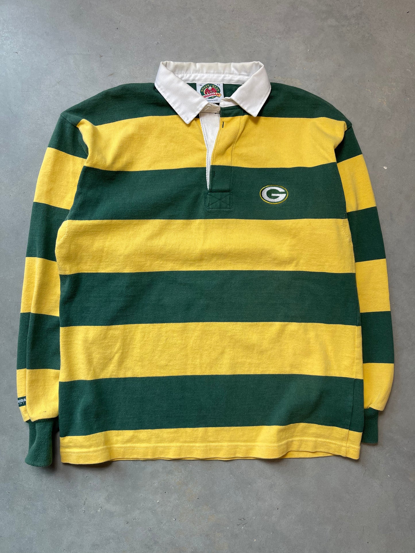 90’s Green Bay Packers Striped Heavyweight NFL Rugby (XL)