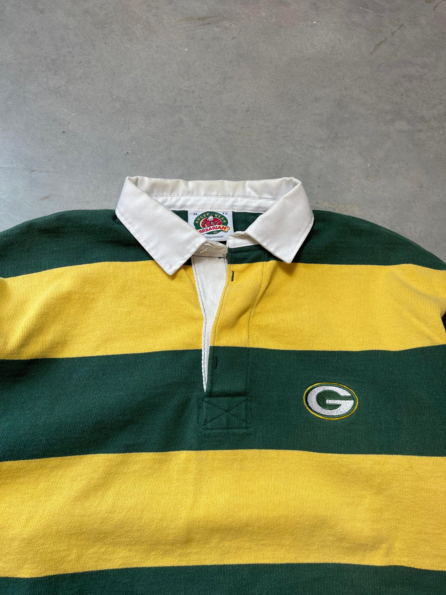 90’s Green Bay Packers Striped Heavyweight NFL Rugby (XL)