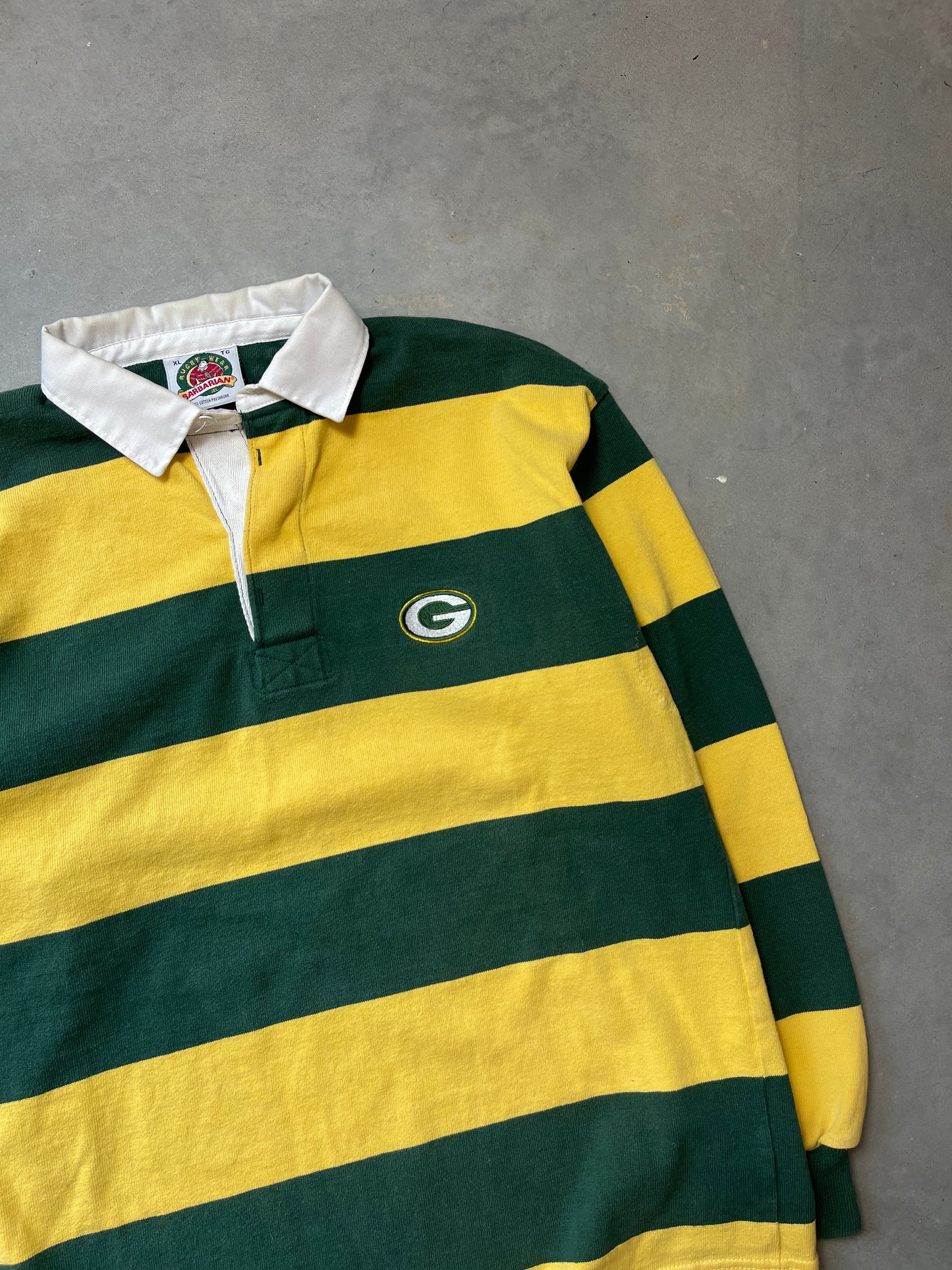 90’s Green Bay Packers Striped Heavyweight NFL Rugby (XL)