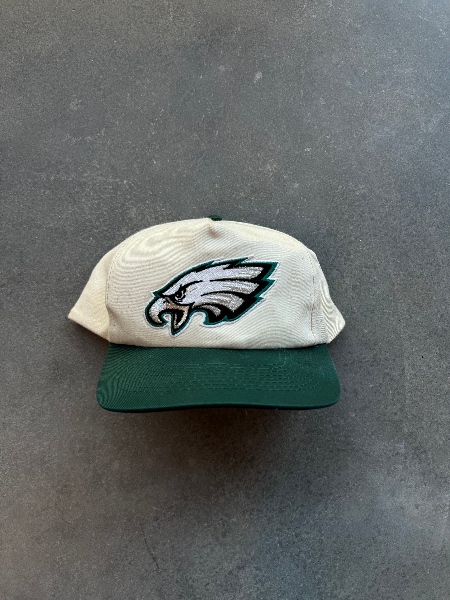 90’s Philadelphia Eagles Vintage Cream/Green NFL Snapback Hat (OSFA)