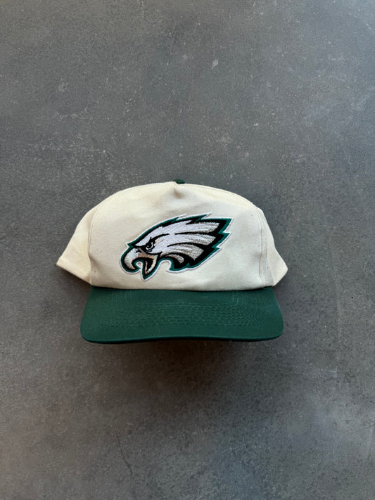 90’s Philadelphia Eagles Vintage Cream/Green NFL Snapback Hat (OSFA)