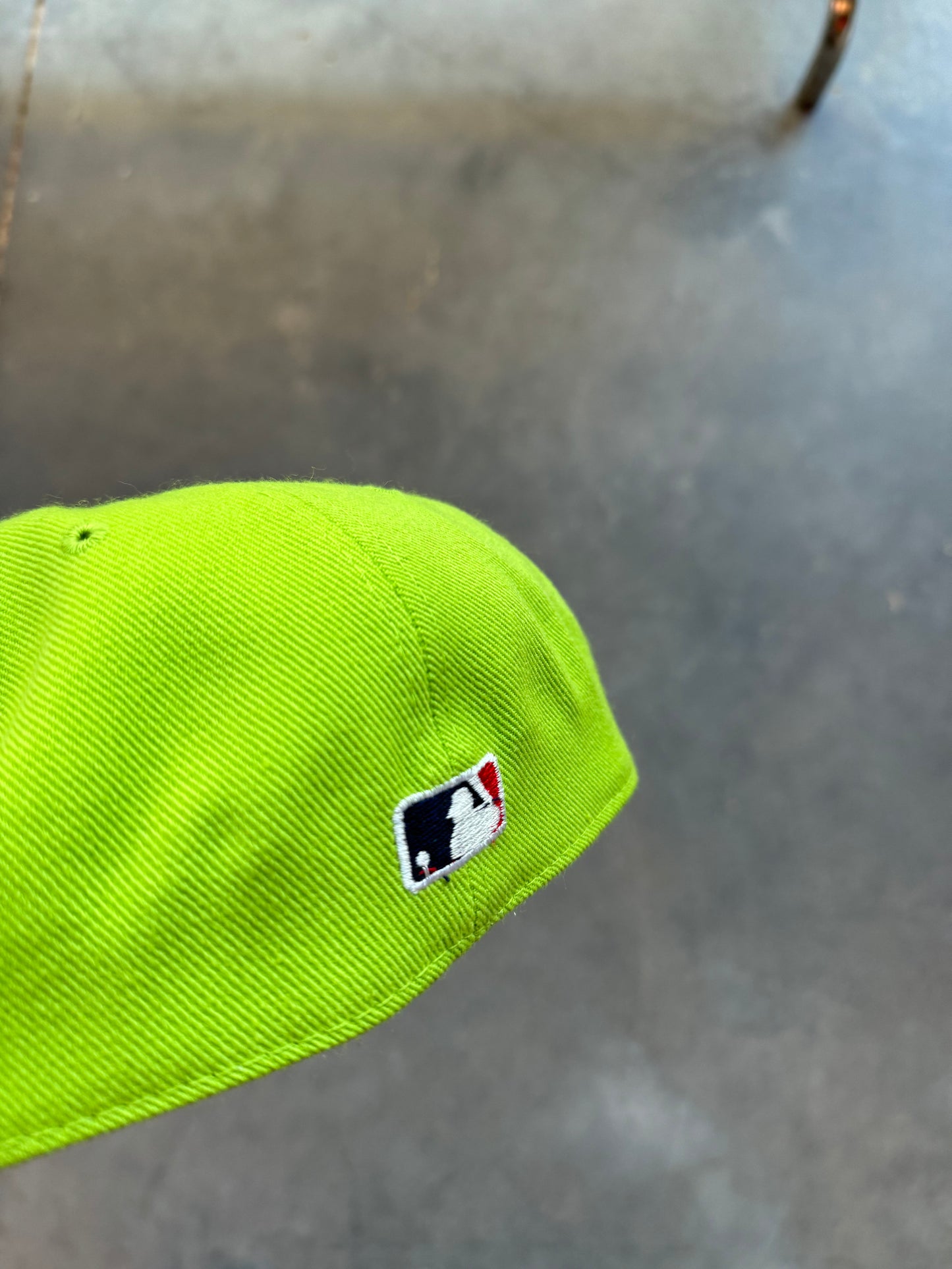 90’s New York Yankees Vintage Lime Green/Black Vintage MLB Fitted Hat (7 3/8) - Deadstock