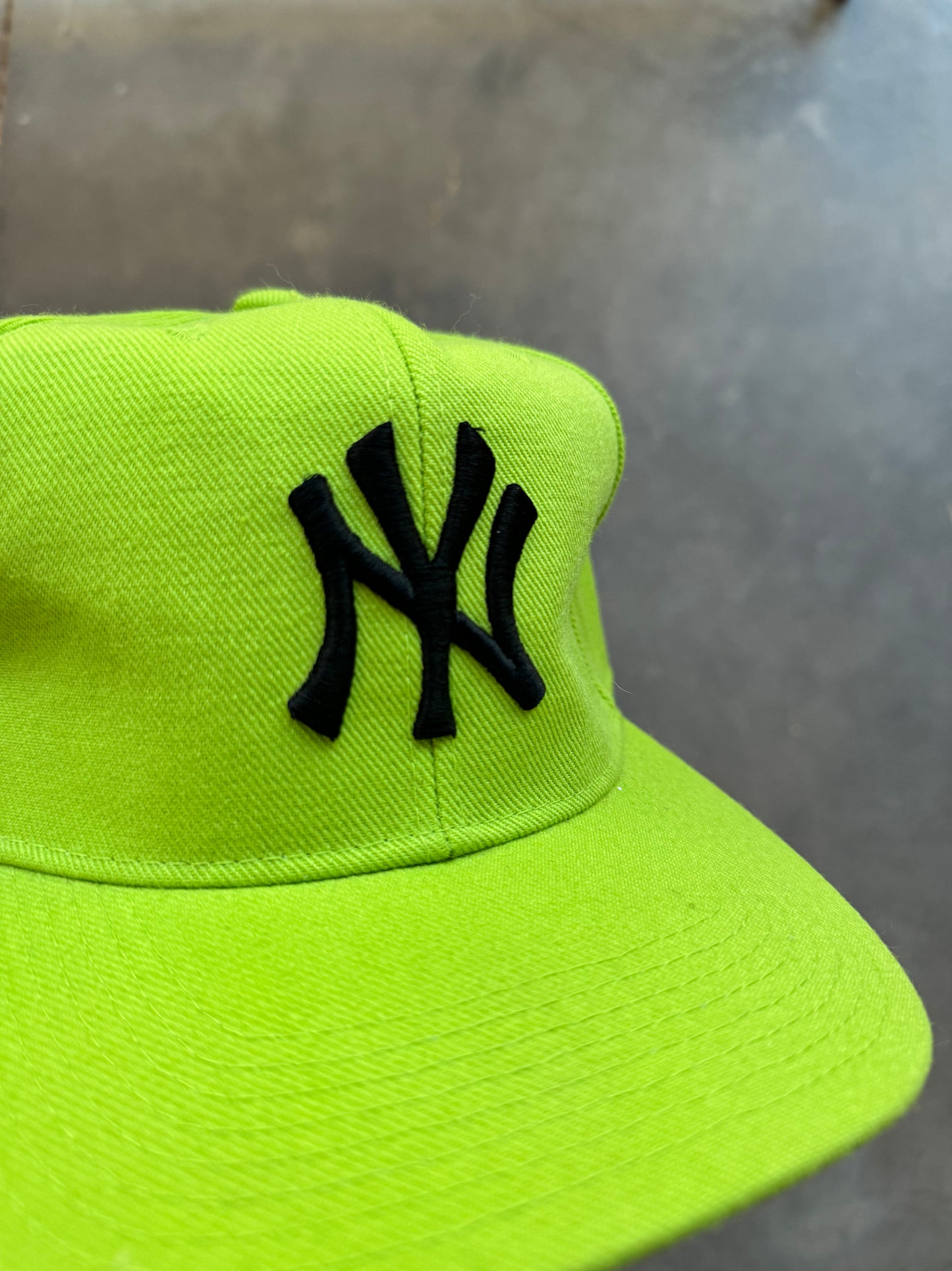 90’s New York Yankees Vintage Lime Green/Navy Vintage MLB Fitted Hat (7 1/2) - Deadstock