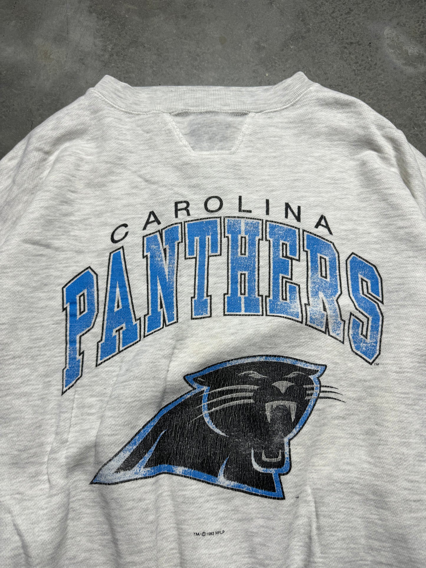 1993 Carolina Panthers Vintage Heather Grey Distressed Starter NFL Crewneck (XXL)