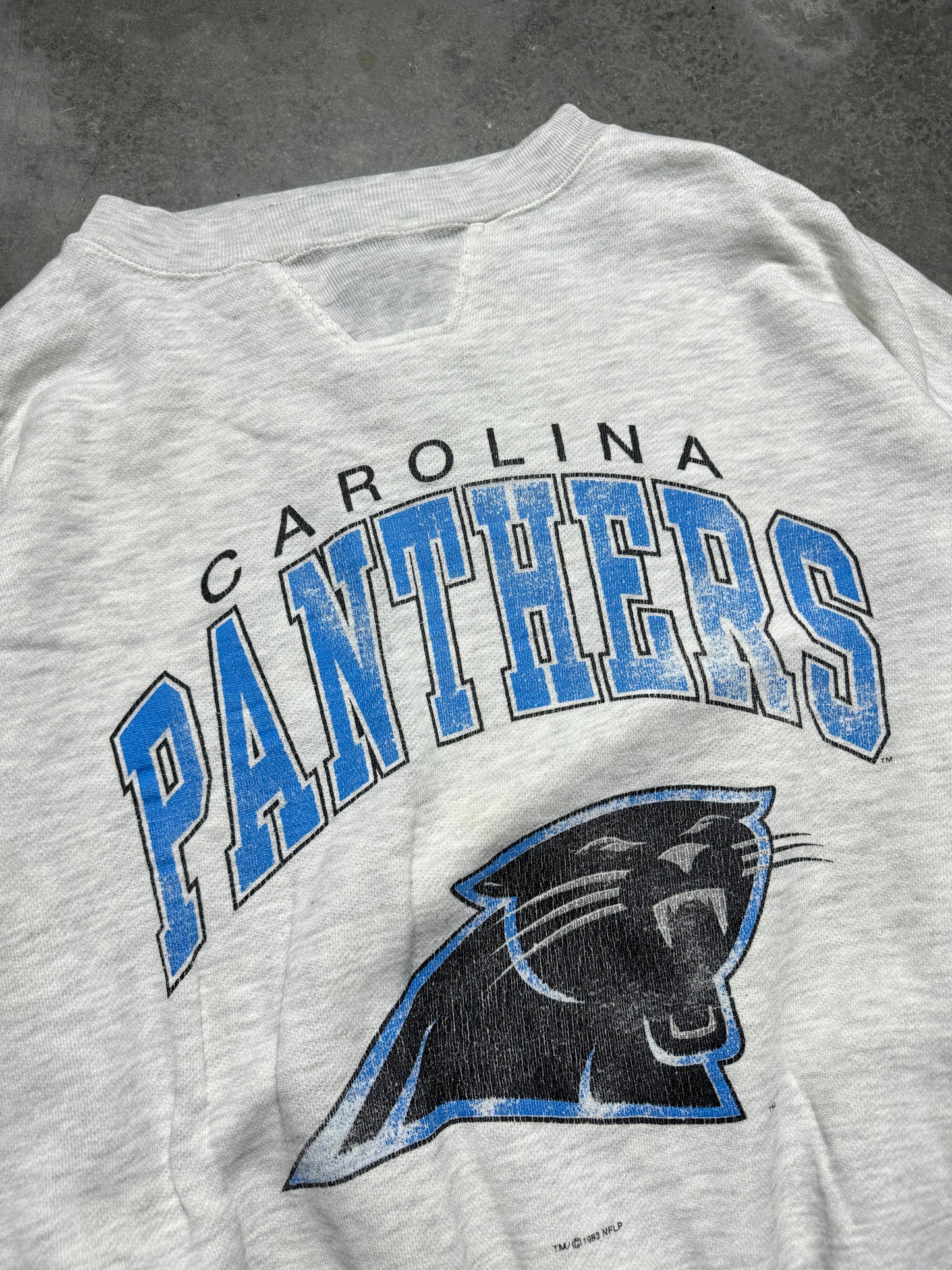 1993 Carolina Panthers Vintage Heather Grey Distressed Starter NFL Crewneck (XXL)