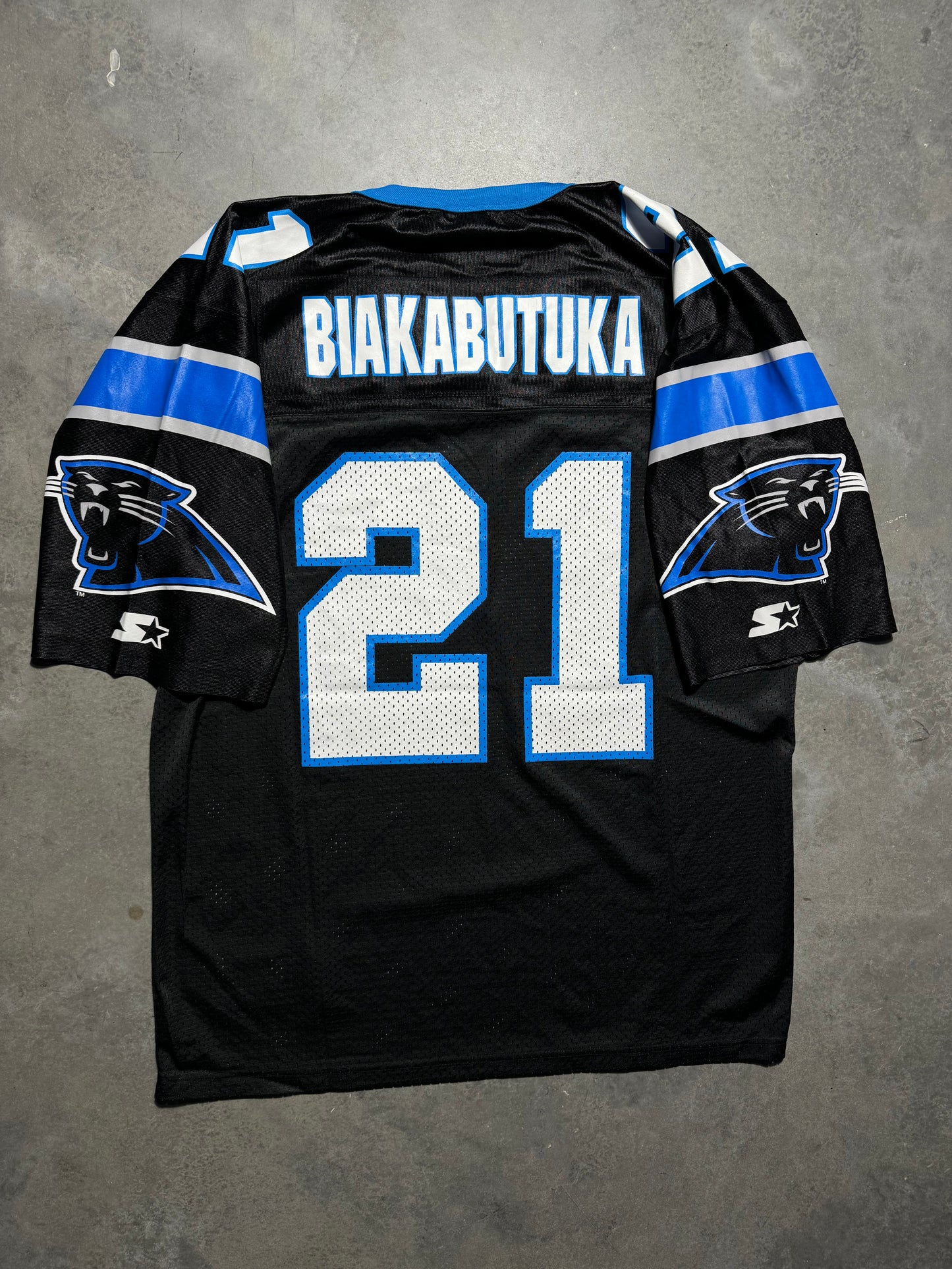 90’s Carolina Panthers Tim Biakabutuka Vintage Black Starter NFL Jersey (Large)