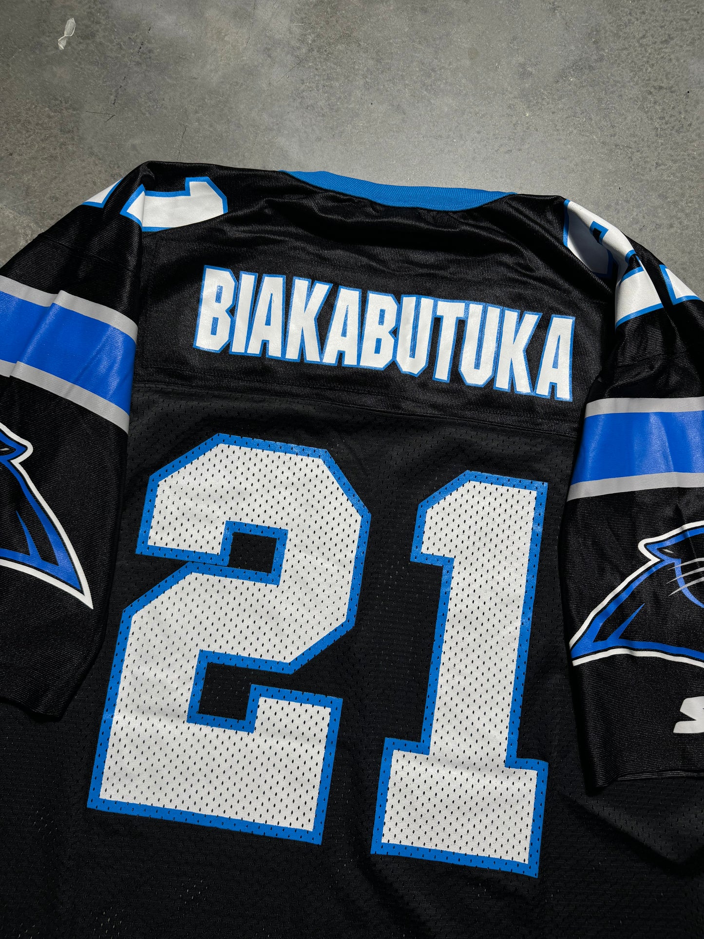 90’s Carolina Panthers Tim Biakabutuka Vintage Black Starter NFL Jersey (Large)