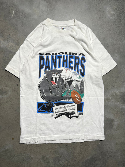 1993 Carolina Panthers “Panthermania Hits Carolinas” Franchise Announcement NFL Tee (Medium)