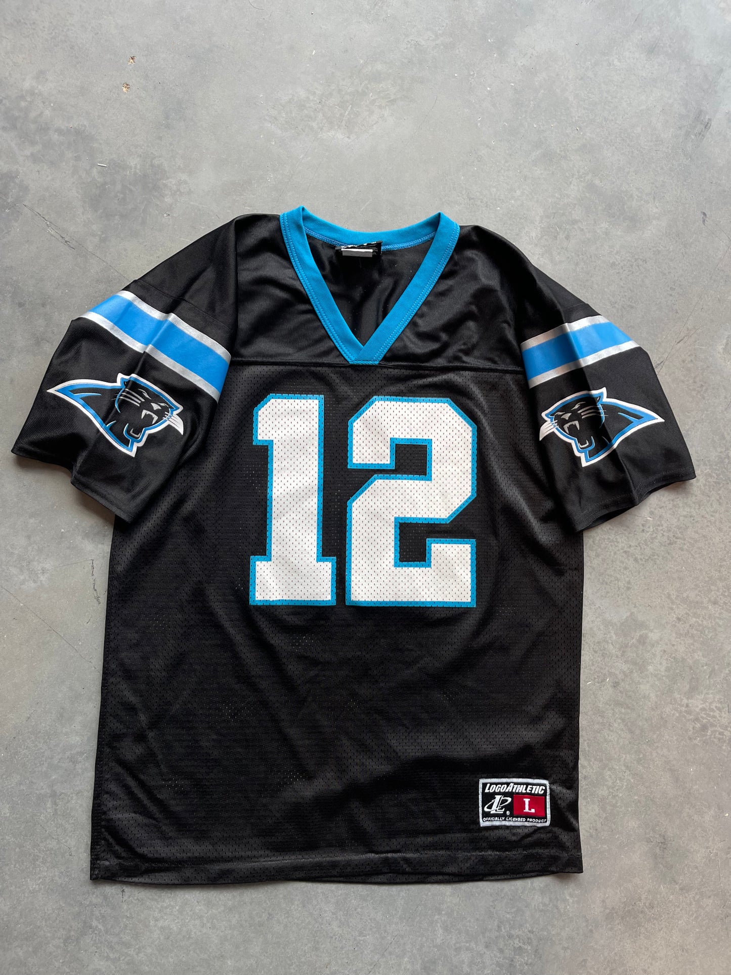 90’s Carolina Panthers Kerry Collins Vintage Logo Athletic NFL Jersey (Youth Large)