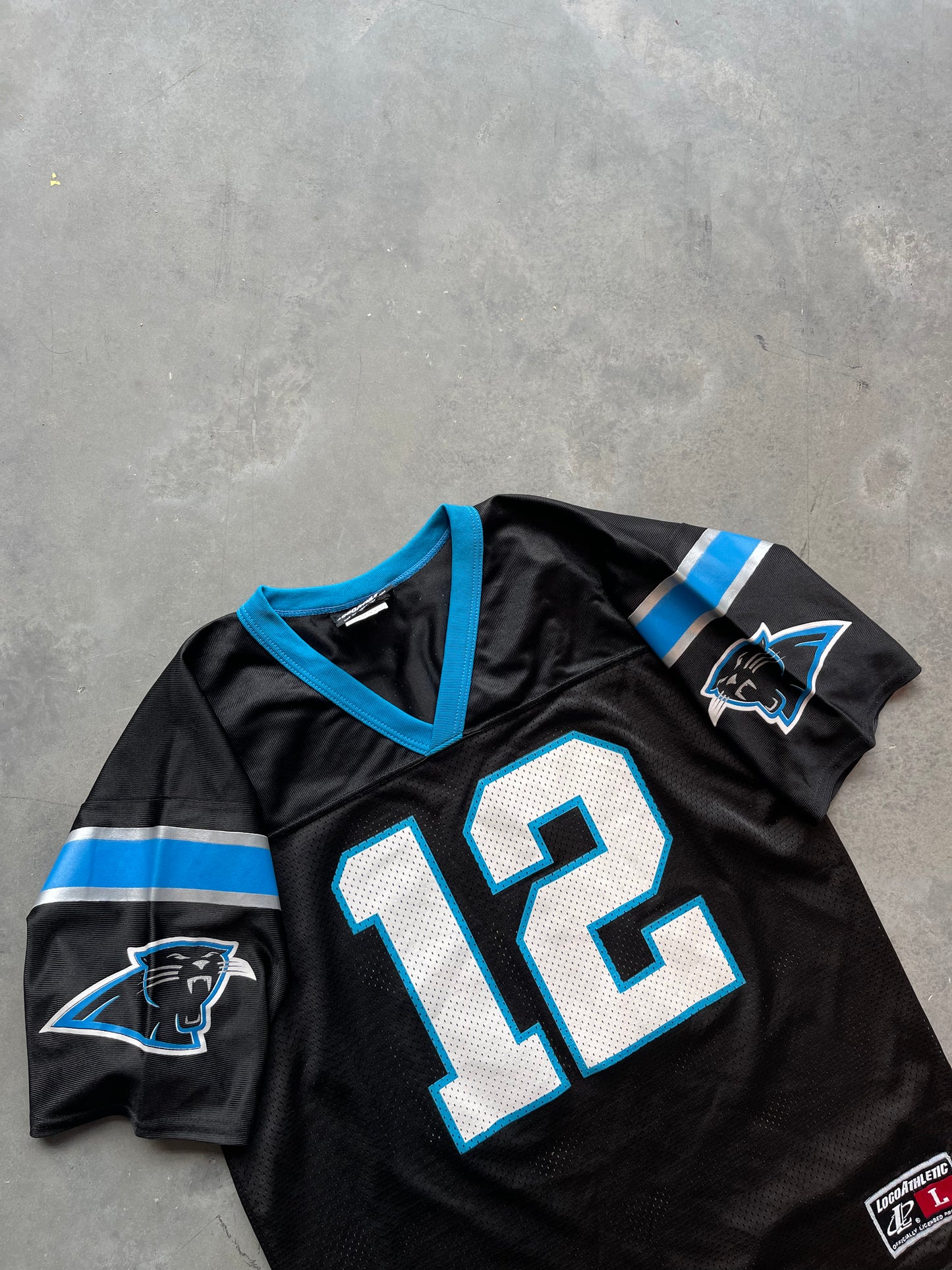 90’s Carolina Panthers Kerry Collins Vintage Logo Athletic NFL Jersey (Youth Large)