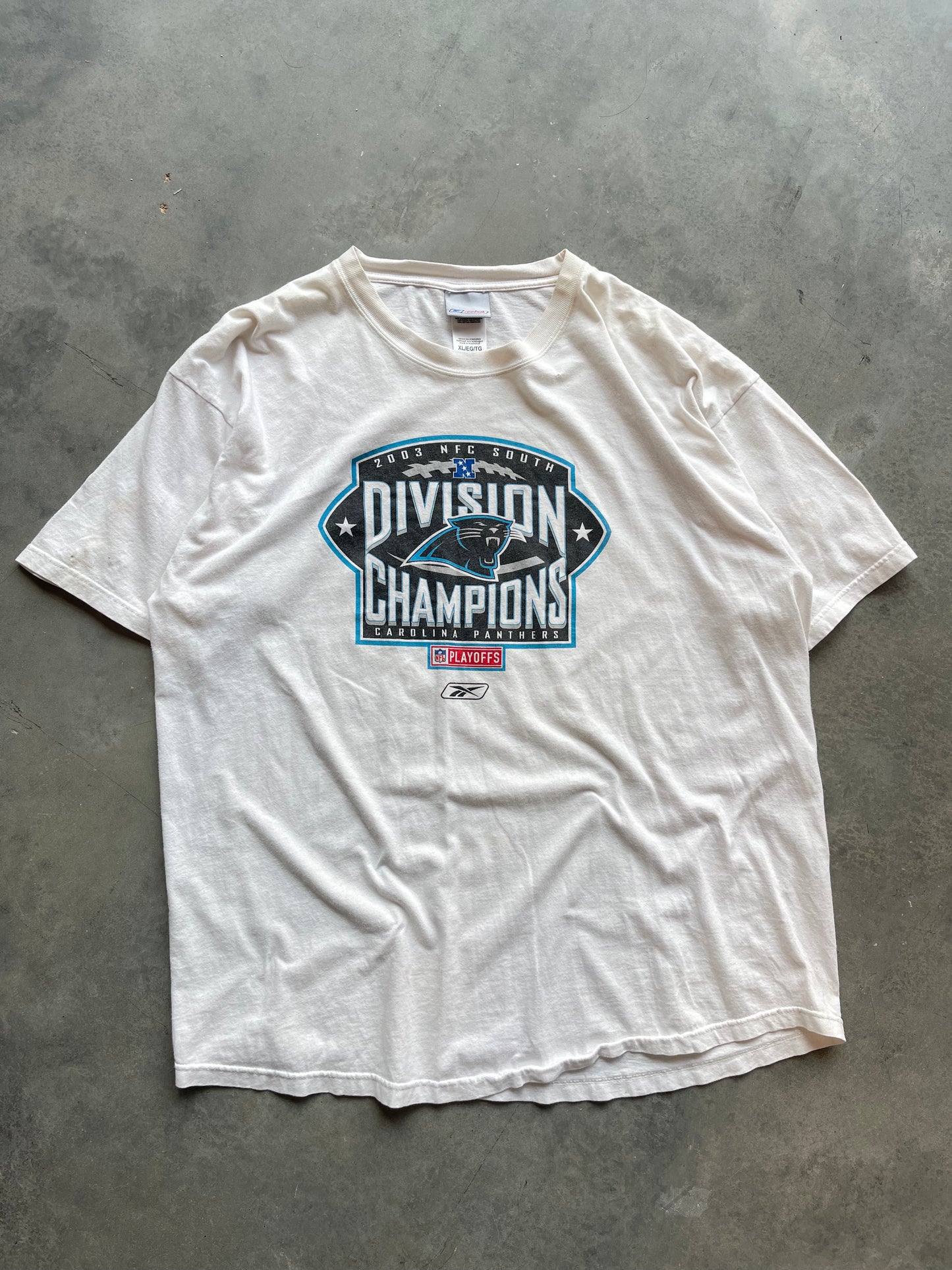 2003 Carolina Panthers NFC South Division Champions Vintage Reebok NFL Playoffs Tee (XL)