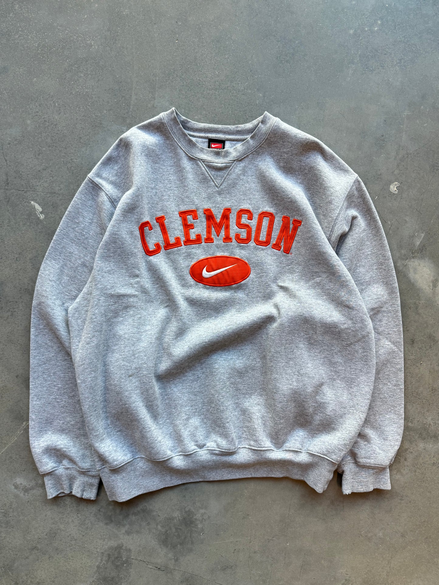 00’s Clemson Tigers Vintage Nike Grey/Orange Heavyweight College Crewneck (XL)