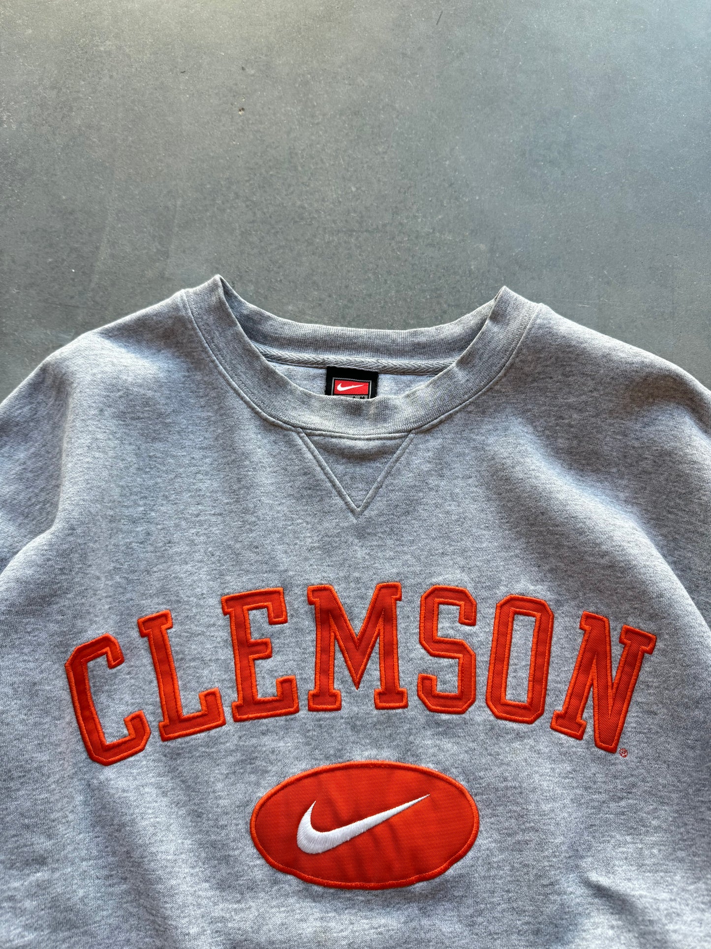 00’s Clemson Tigers Vintage Nike Grey/Orange Heavyweight College Crewneck (XL)