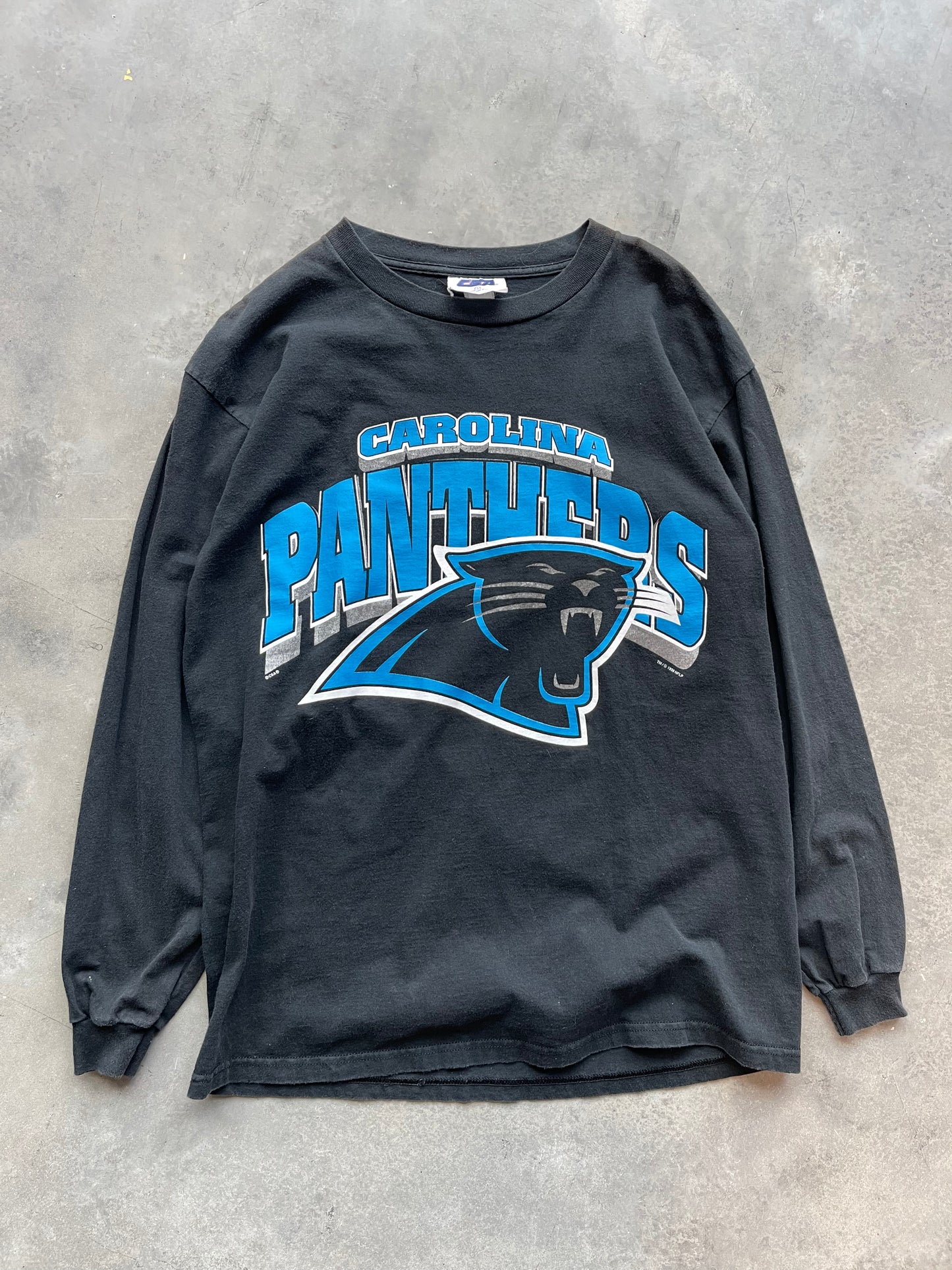 1998 Carolina Panthers Vintage Arch Logo NFL Longsleeve Tee (Large)