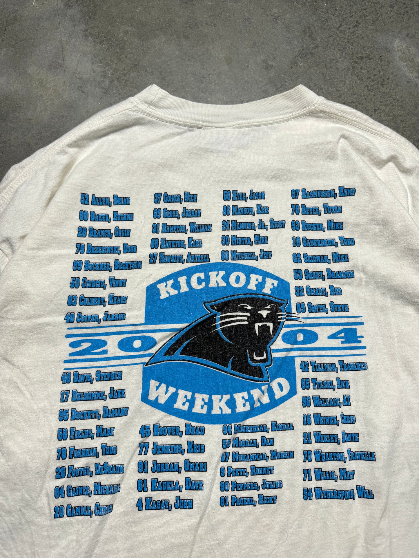 2004 Carolina Panthers vs. Green Bay Packers Monday Night Football Vintage NFL Season Kick Off Match Up Tee (XL)