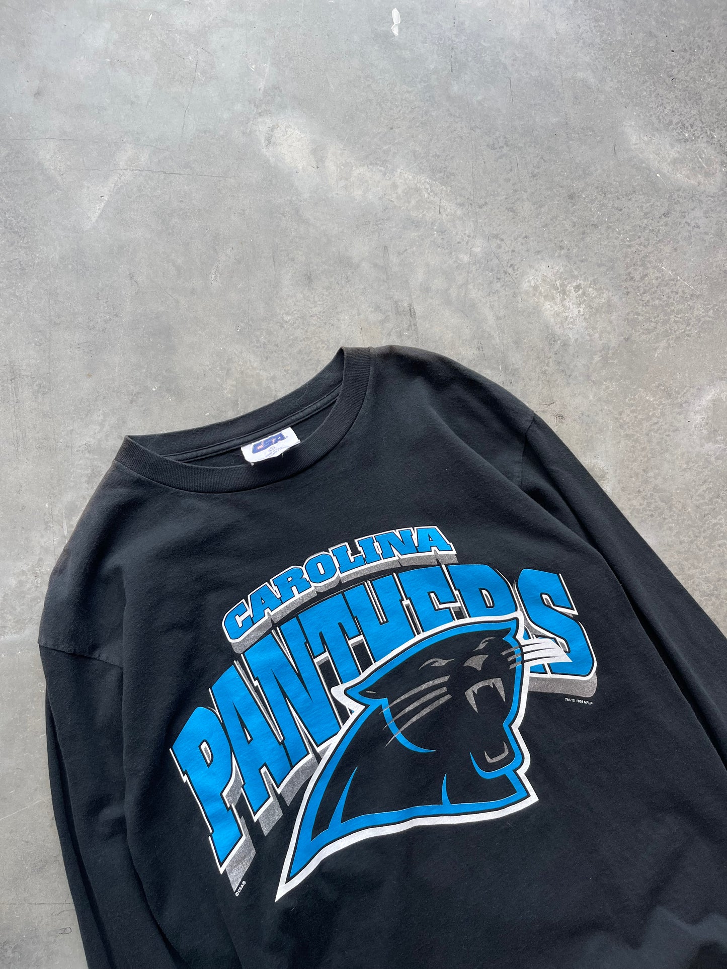 1998 Carolina Panthers Vintage Arch Logo NFL Longsleeve Tee (Large)