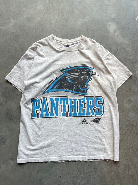 1993 Carolina Panthers Vintage Apex One Heather Grey Big Logo Sketched Tee (Large)