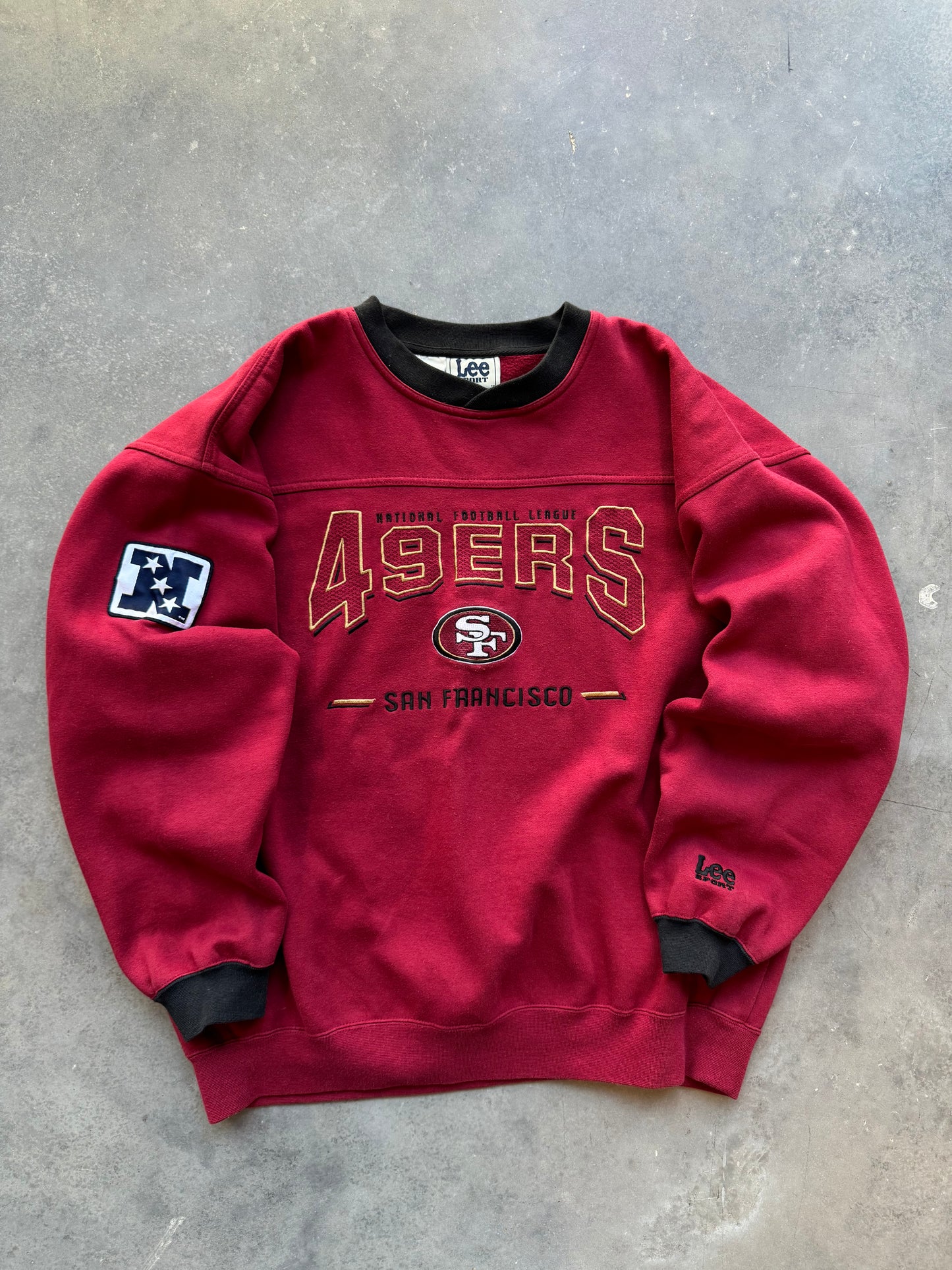 90’s San Francisco 49ers Vintage Lee Sport Maroon Heavyweight NFL Crewneck (Large)