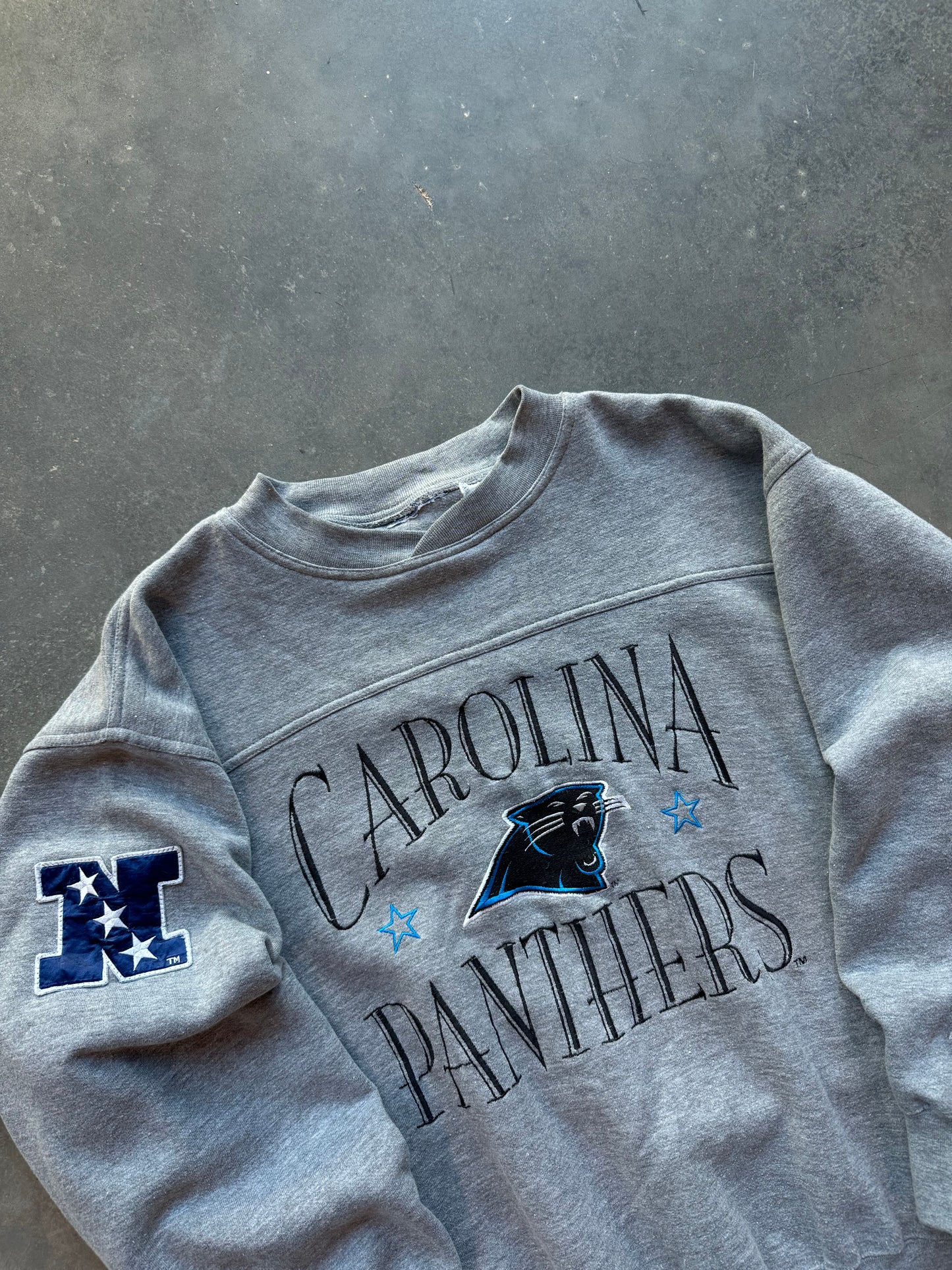 90’s Carolina Panthers Vintage Lee Sport Embroidered Heavyweight NFL Crewneck (Large)