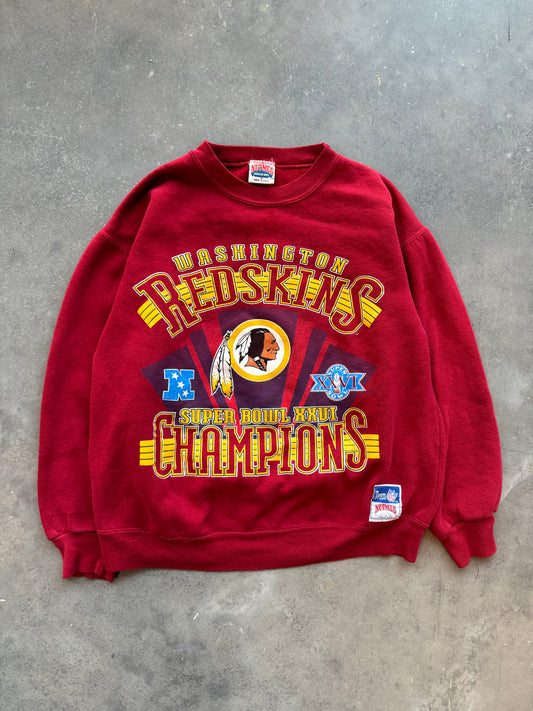 1992 Washington Redskins Super Bowl XXVI Champions Vintage Nutmeg Mills NFL Crewneck (Medium)