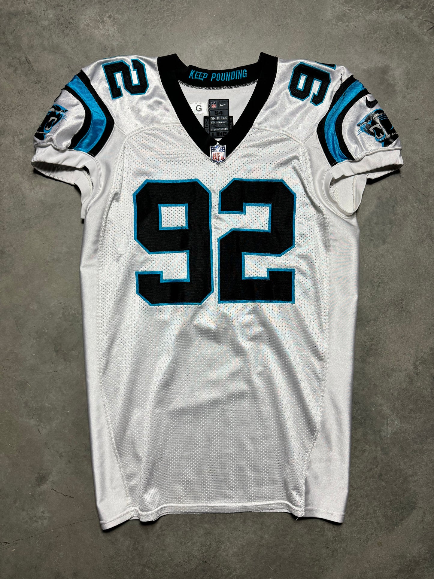 2018 Carolina Panthers Vernon Butler Jr. White Nike Game Used NFL Jersey (Size 54)
