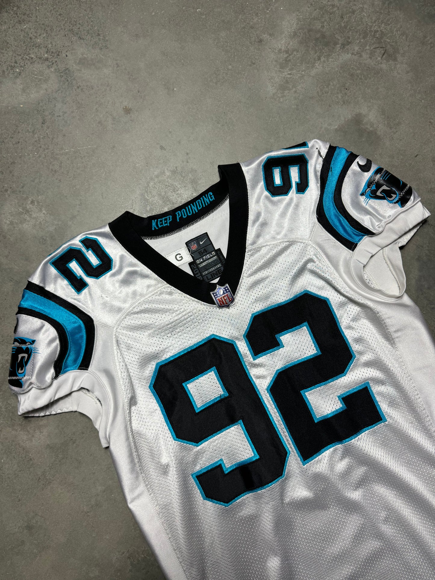 2018 Carolina Panthers Vernon Butler Jr. White Nike Game Used NFL Jersey (Size 54)