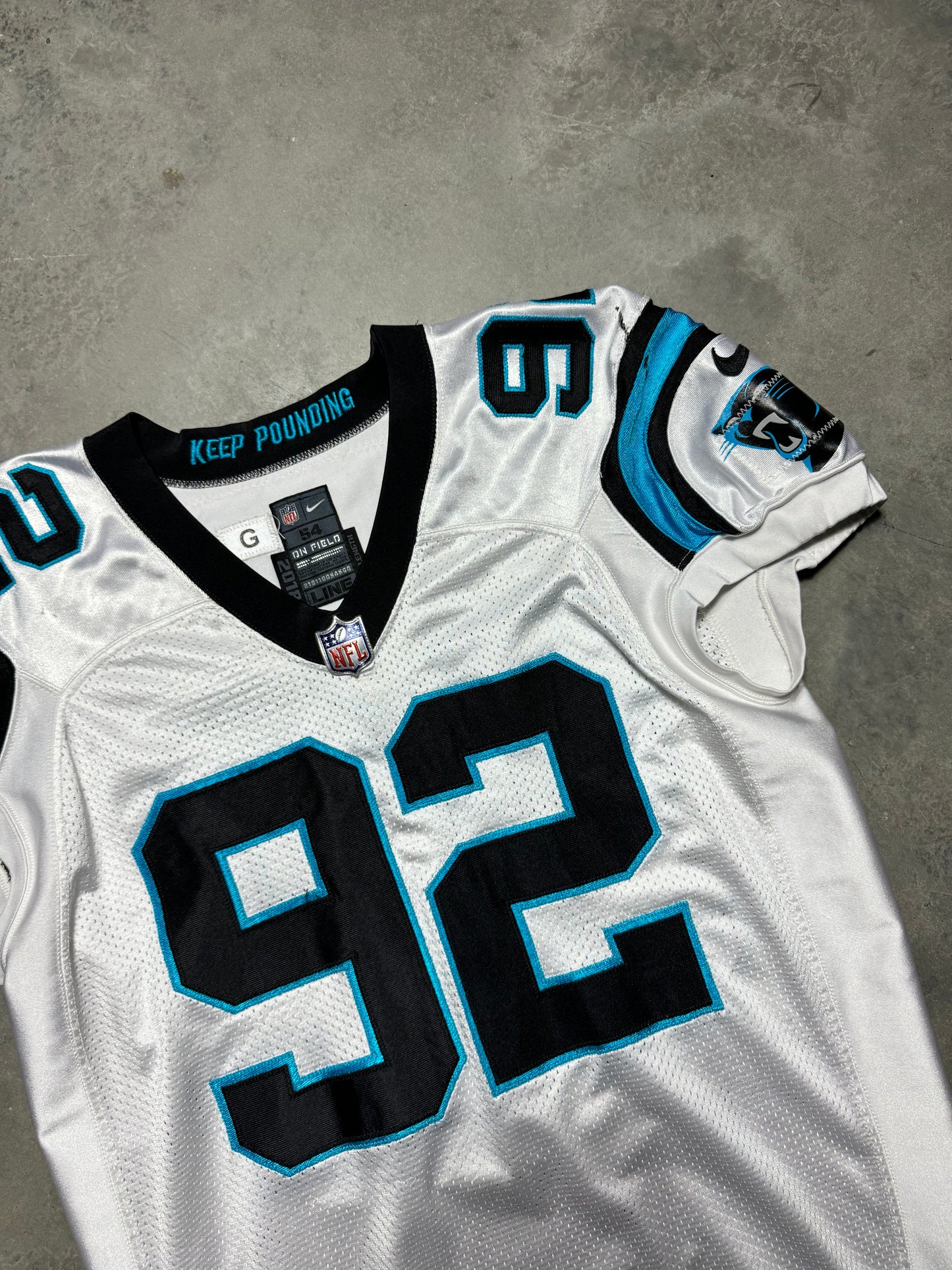 2018 Carolina Panthers Vernon Butler Jr. White Nike Game Used NFL Jersey (Size 54)