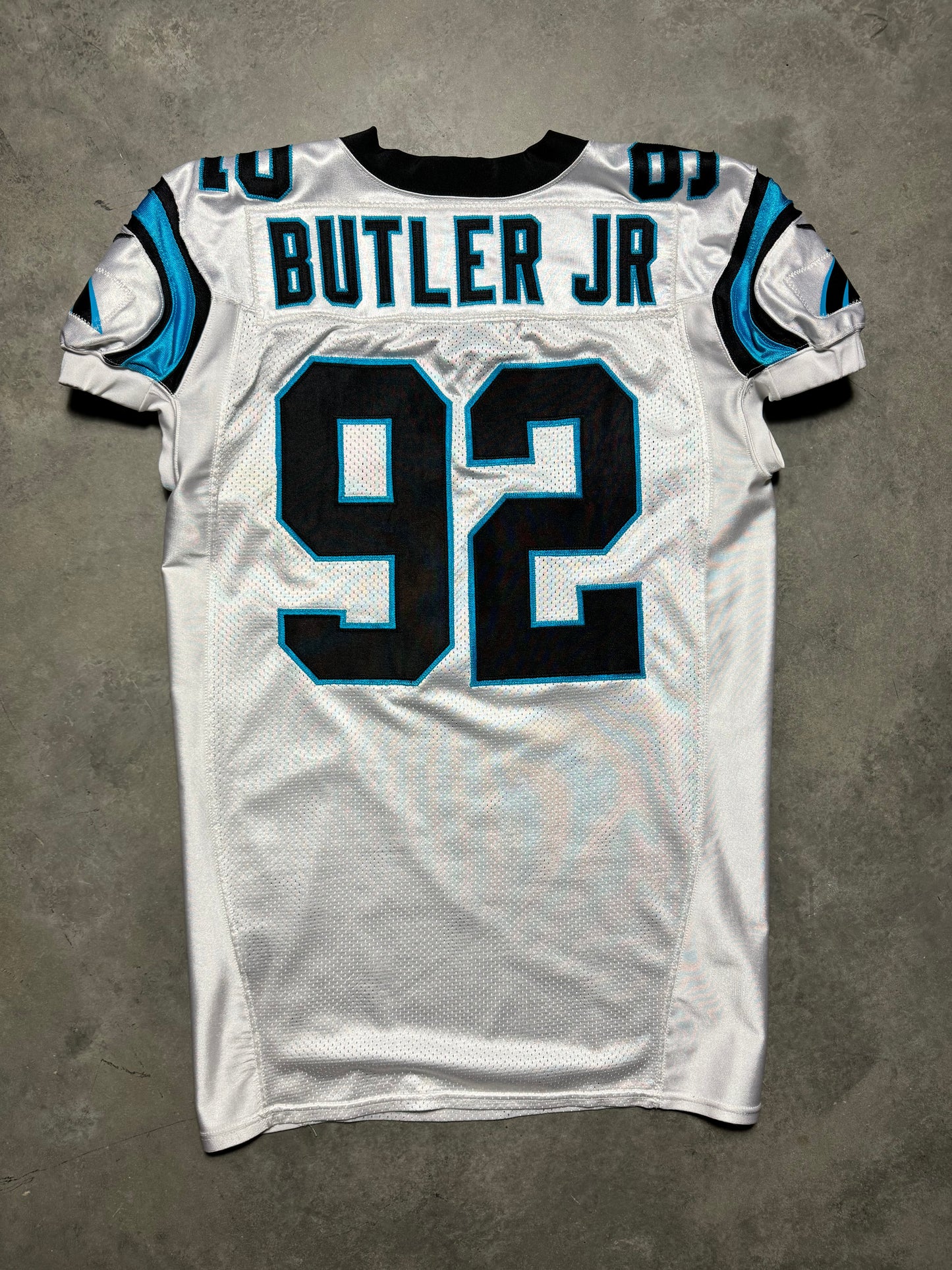 2018 Carolina Panthers Vernon Butler Jr. White Nike Game Used NFL Jersey (Size 54)