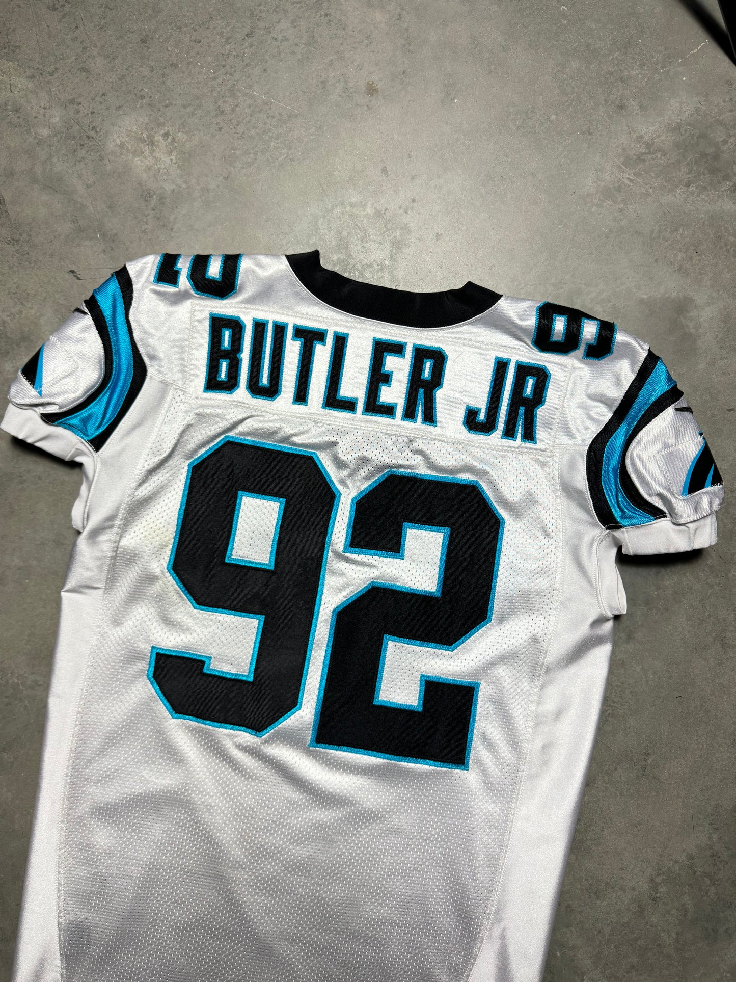 2018 Carolina Panthers Vernon Butler Jr. White Nike Game Used NFL Jersey (Size 54)