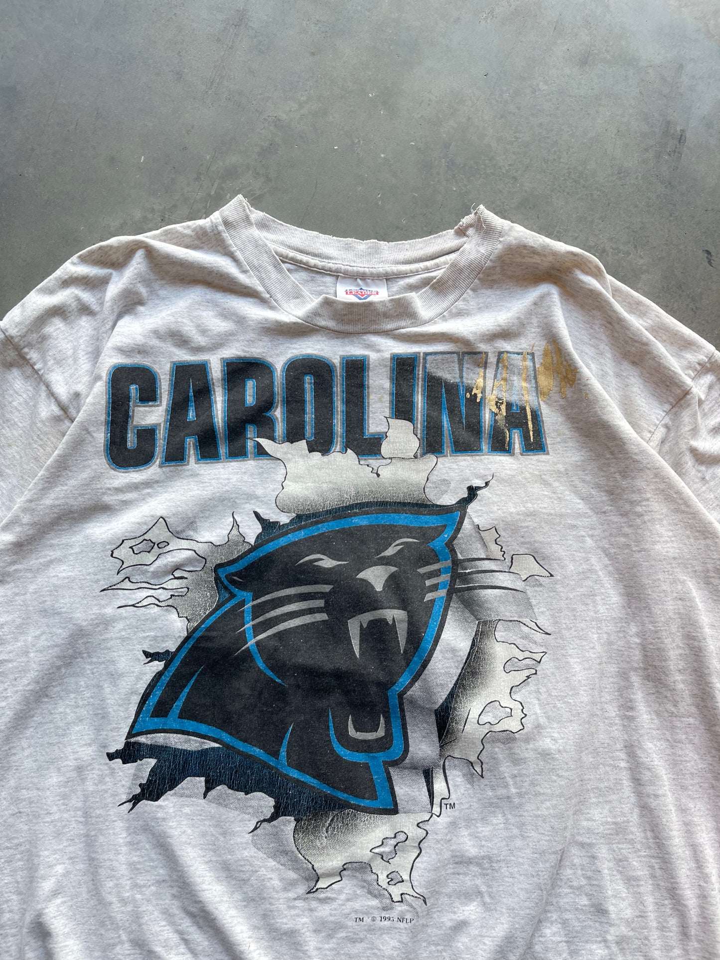 1995 Carolina Panthers Vintage Nutmeg Mills Heather Grey NFL Logo Breakthrough Tee (Large)