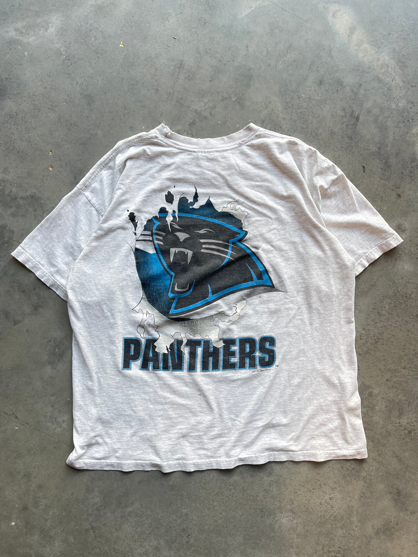 1995 Carolina Panthers Vintage Nutmeg Mills Heather Grey NFL Logo Breakthrough Tee (Large)