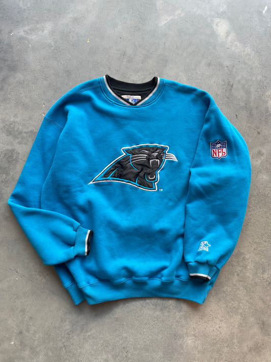 90’s Carolina Panthers Vintage Electric Blue Starter NFL Heavyweight Crewneck (Large)