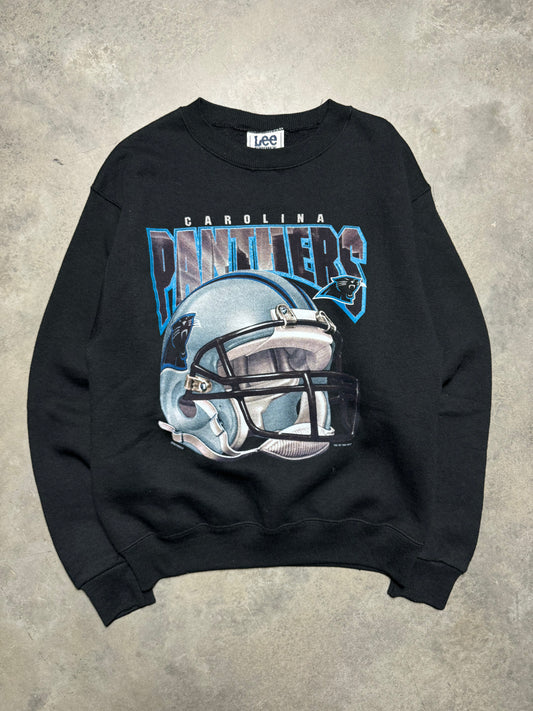 1997 Carolina Panthers Vintage Black Lee Sport Realistic Helmet Graphic NFL Crewneck - Deadstock (Youth Large)