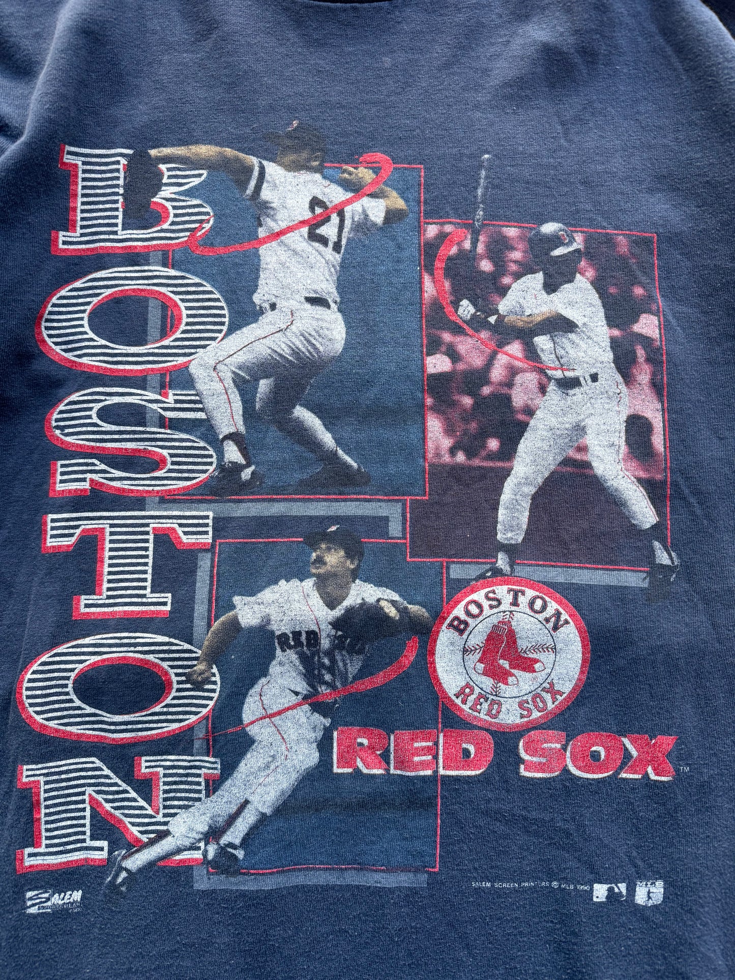 1990 Boston Red Sox Vintage Salem Sportswear Faded MLB Player Tee (Small)