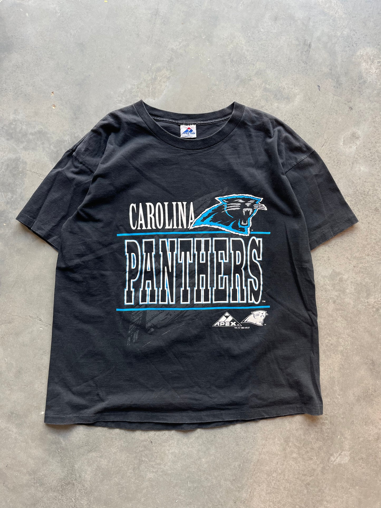 1993 Carolina Panthers Vintage Apex One Big Sketch Logo NFL Tee (XL)