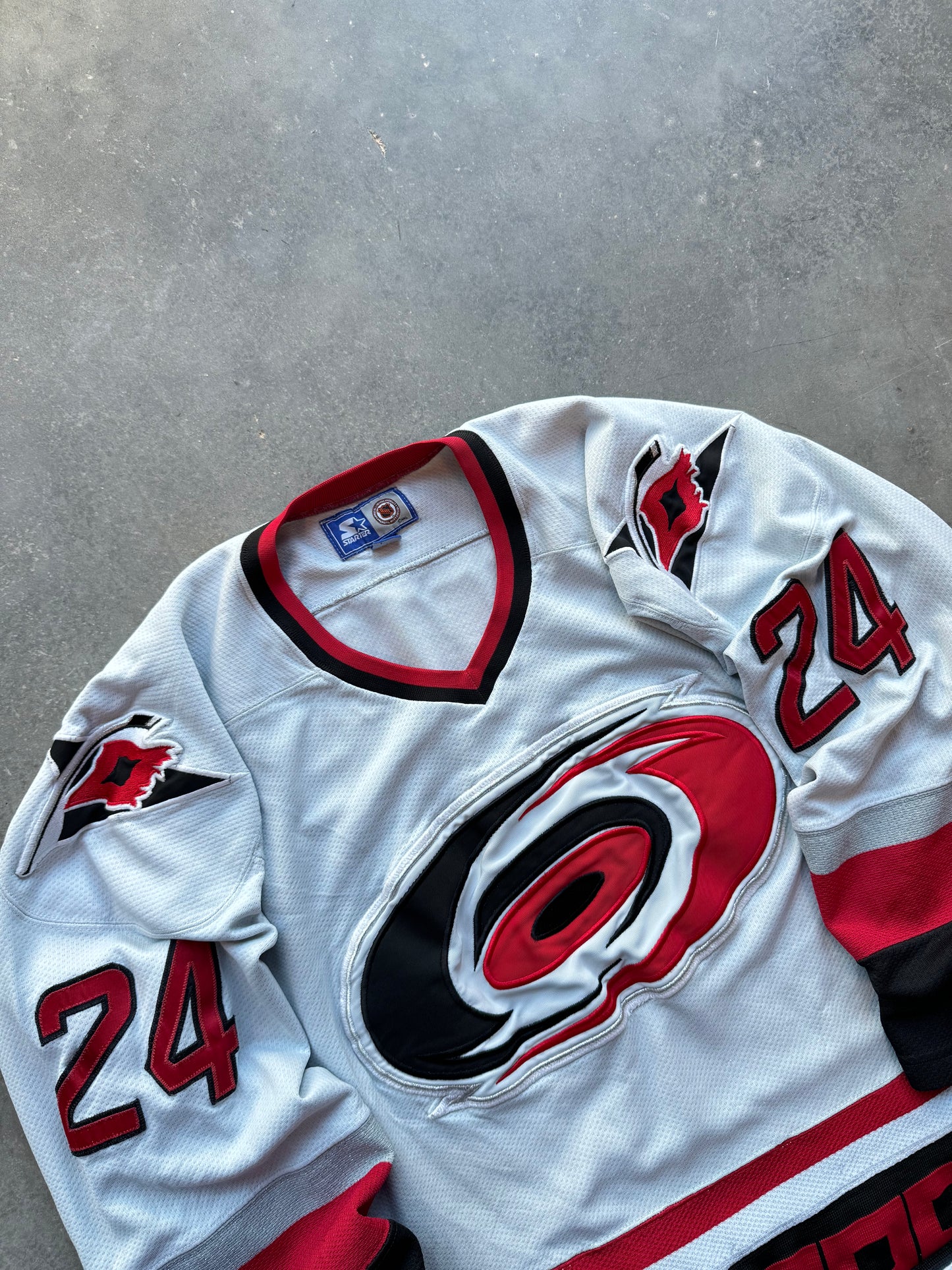 90’s Carolina Hurricanes Sami Kapanen Vintage Starter Fully Stitched NHL Hockey Authentic Jersey (XL)